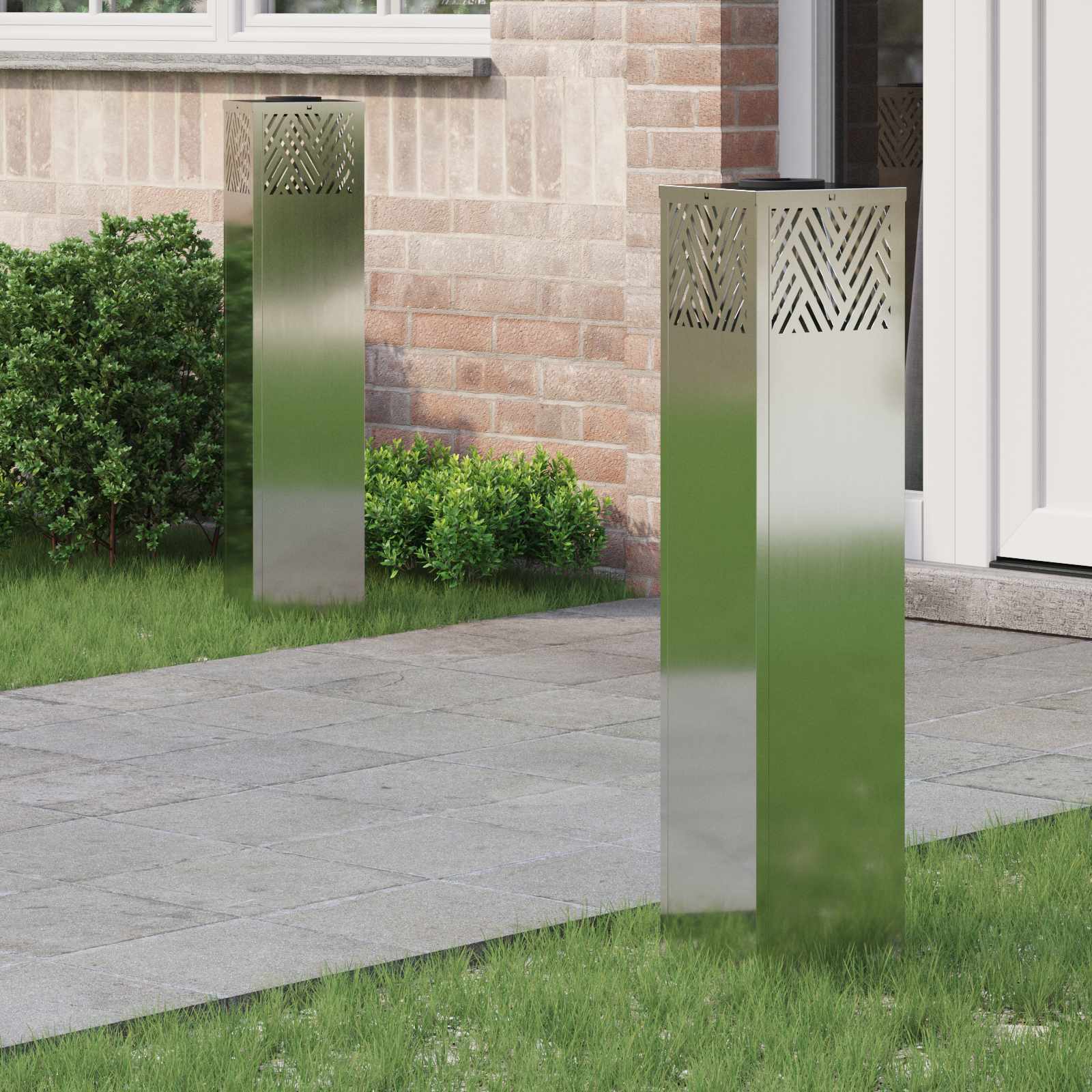 Solar LED Weg Licht 2 stk. Warmes Weiß 18 x 18 x 80 cm