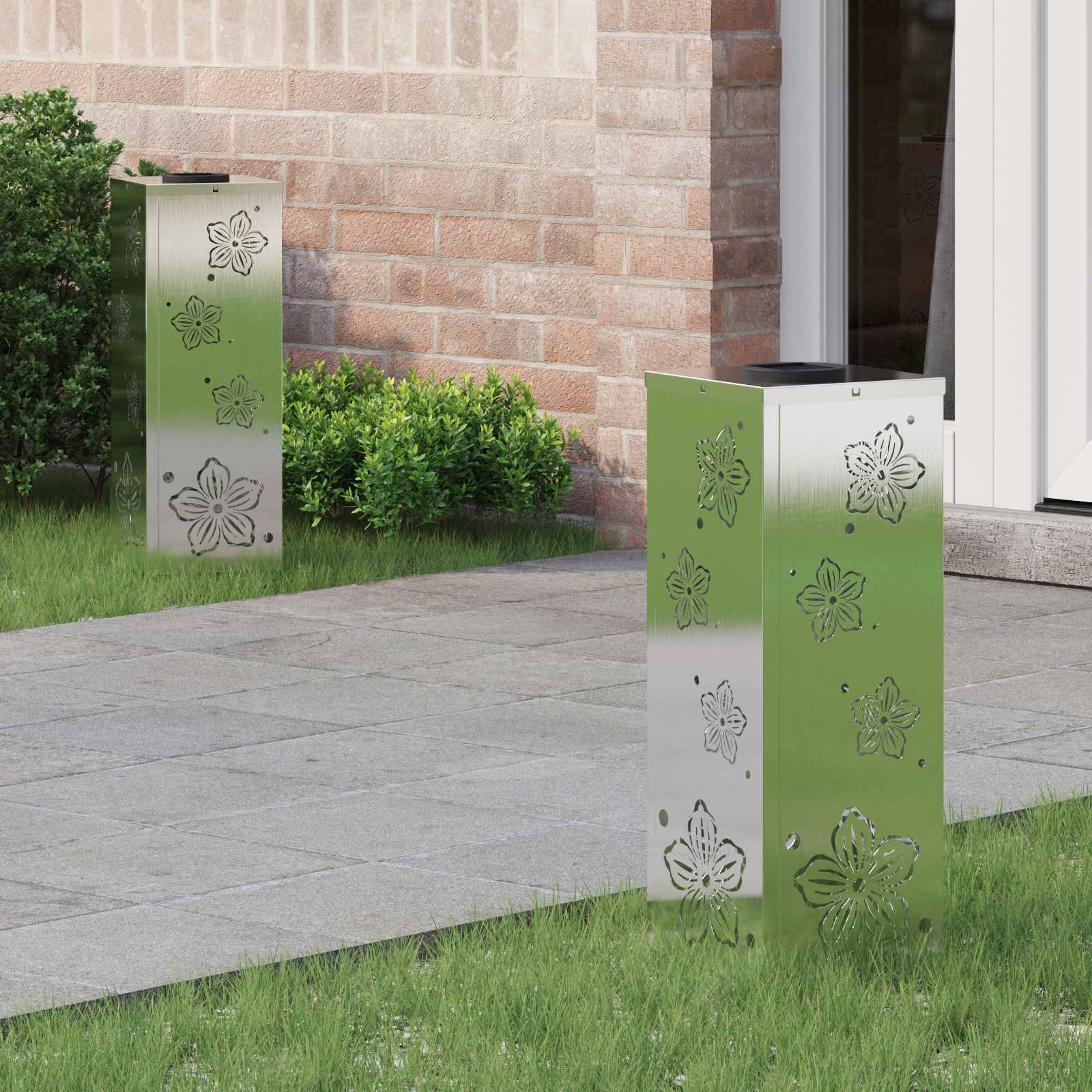 Solar LED Weg Licht 2 stk. Warmes Weiß 18 x 18 x 50 cm