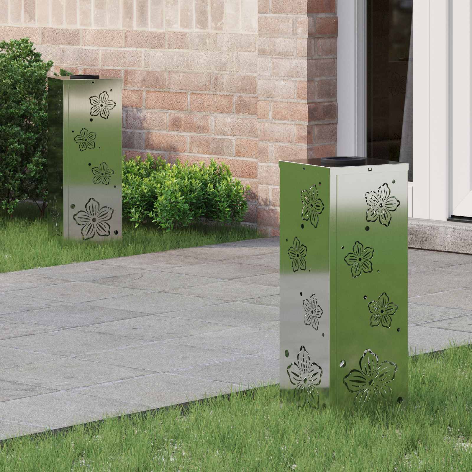 Solar LED Weg Licht 2 stk. Warmes Weiß 18 x 18 x 50 cm