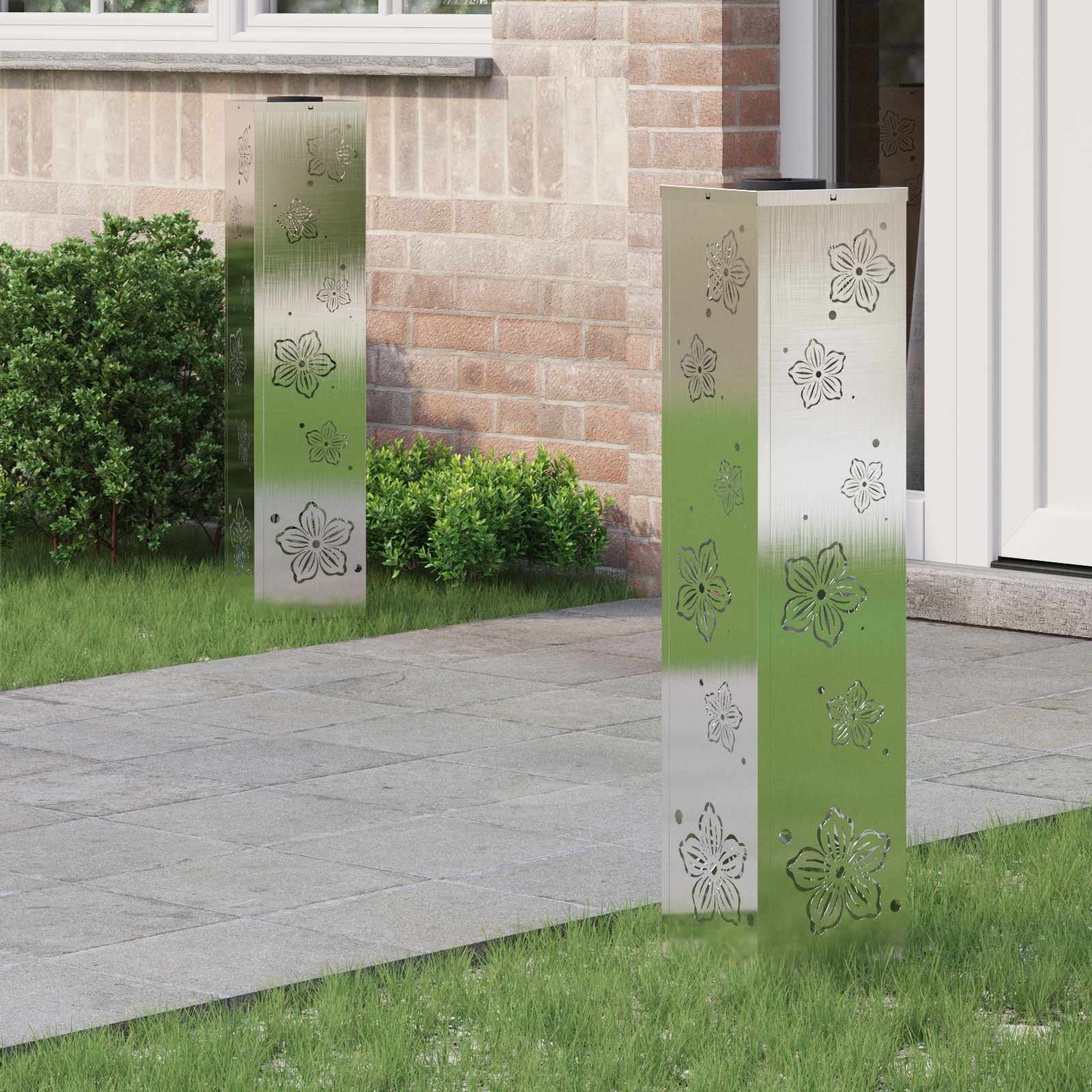Solar LED Weg Licht 2 stk. Warmes Weiß 18 x 18 x 80 cm