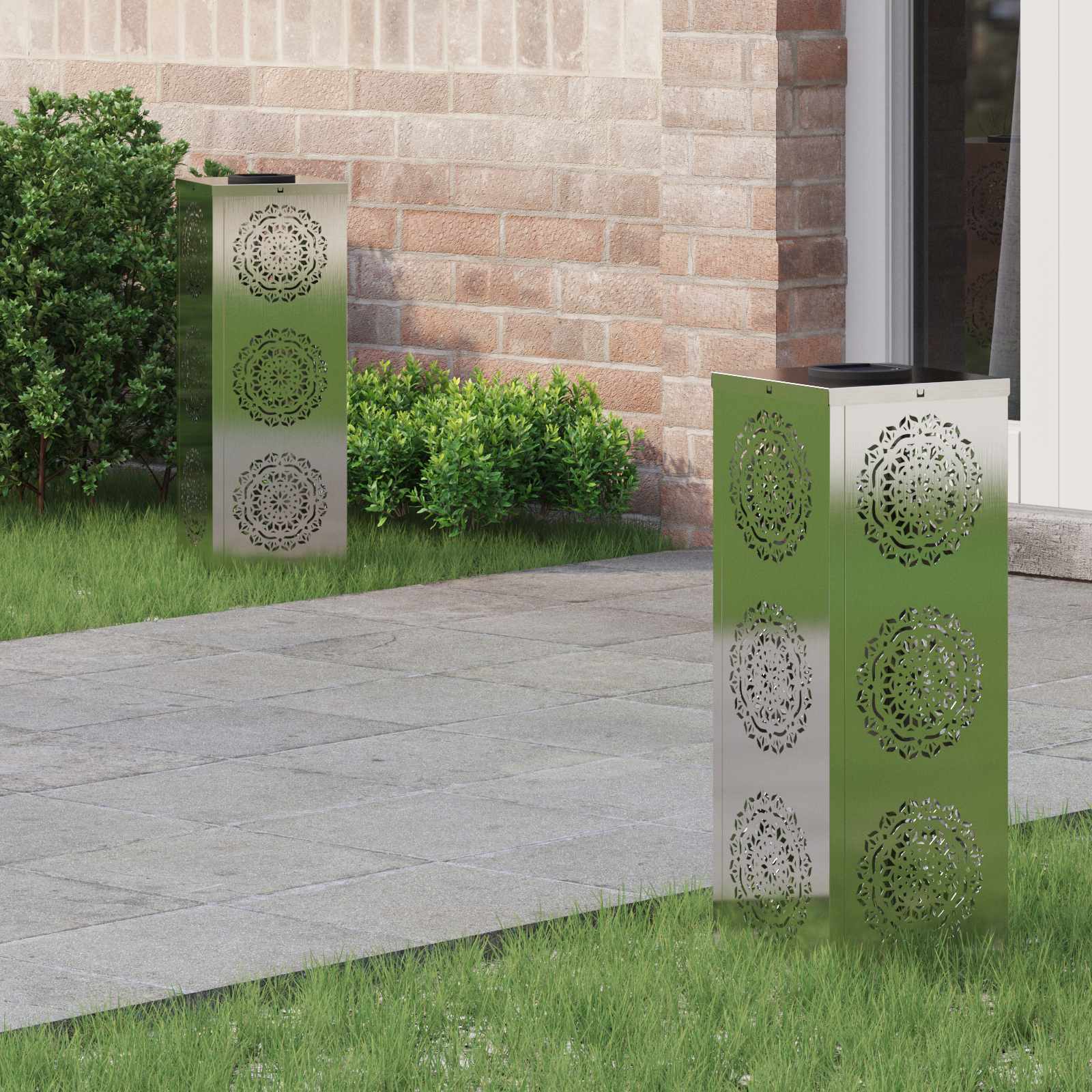 Solar LED Weg Licht 2 stk. Warmes Weiß 18 x 18 x 50 cm