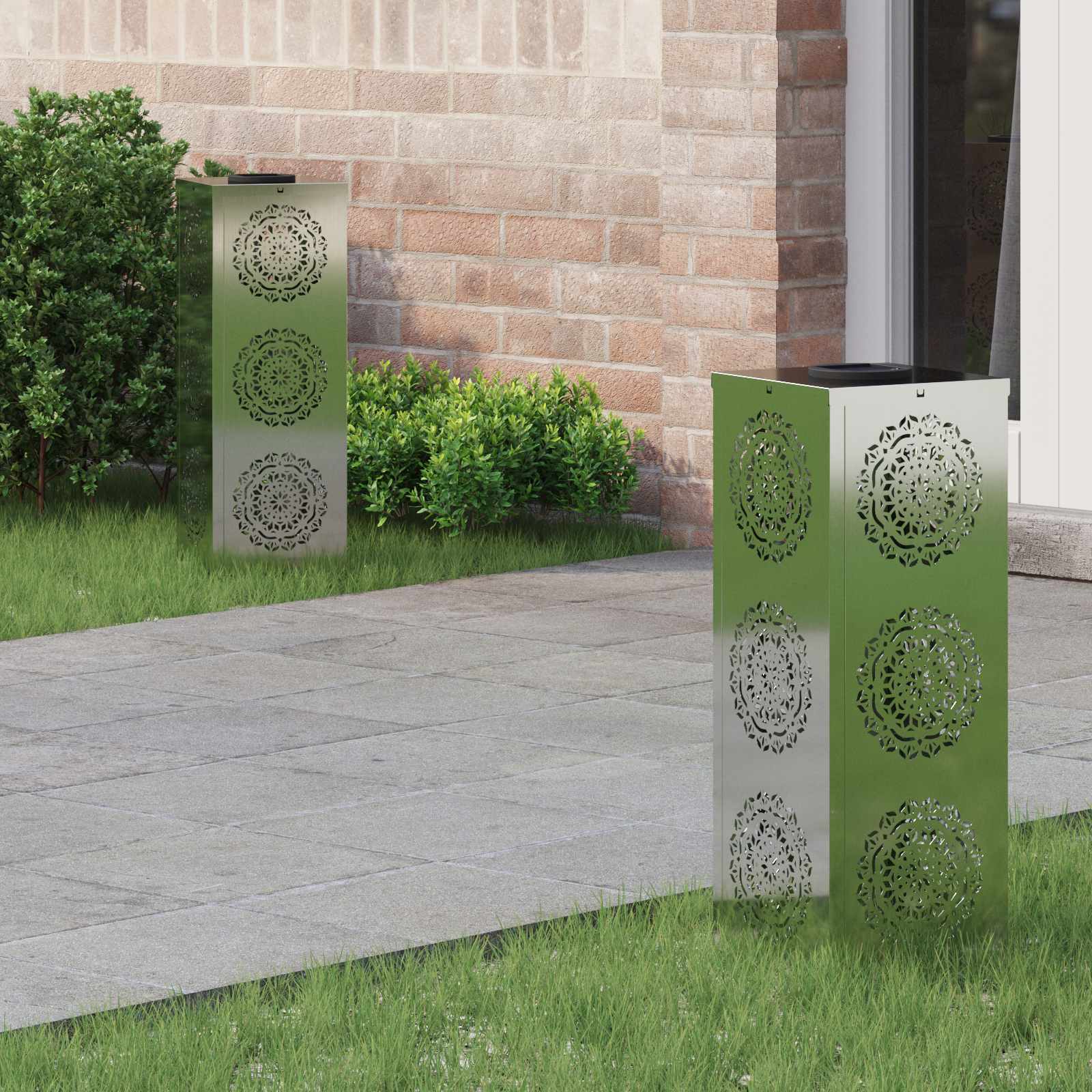 Solar LED Weg Licht 2 stk. Warmes Weiß 18 x 18 x 50 cm