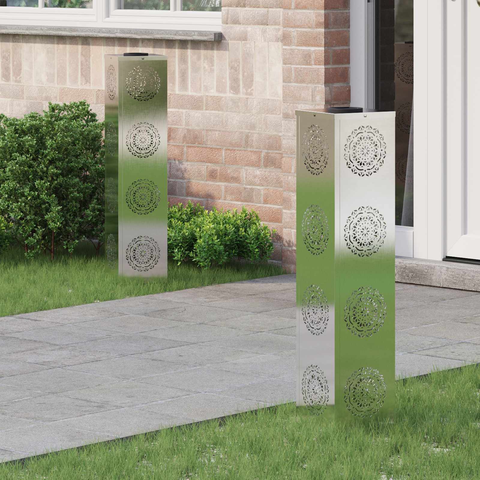 Solar LED Weg Licht 2 stk. Warmes Weiß 18 x 18 x 80 cm