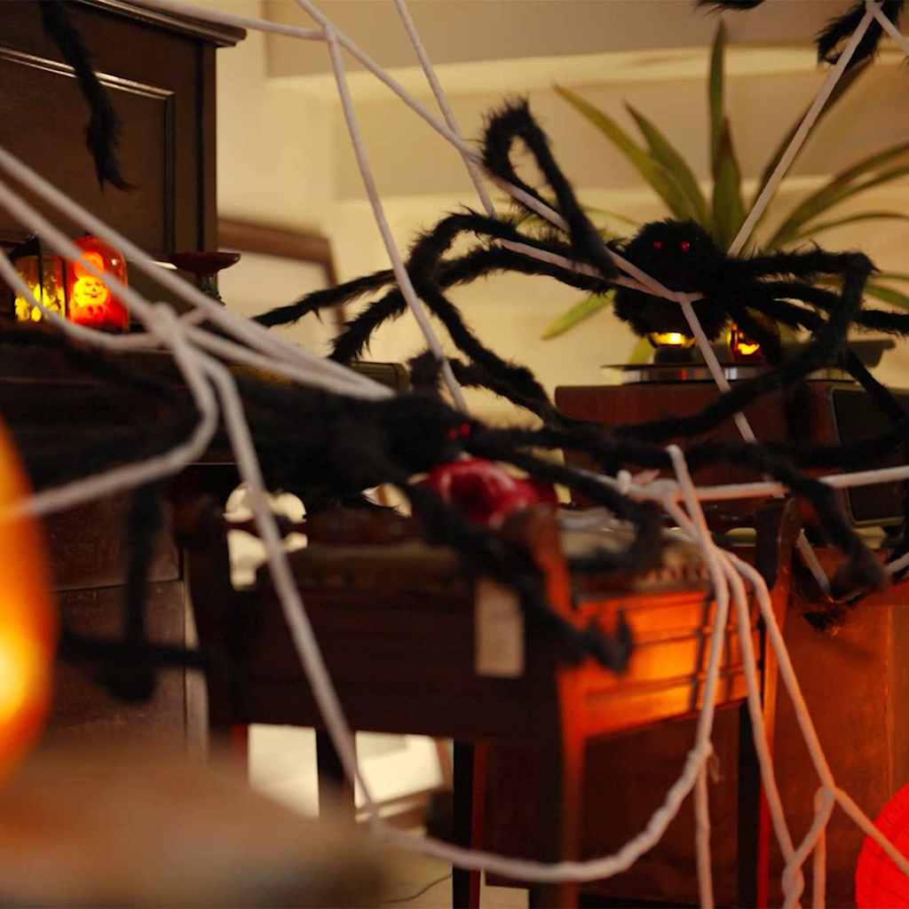 Halloween-Spinnendekoration mit Netzen 2 stk. Schwarz und Weiß