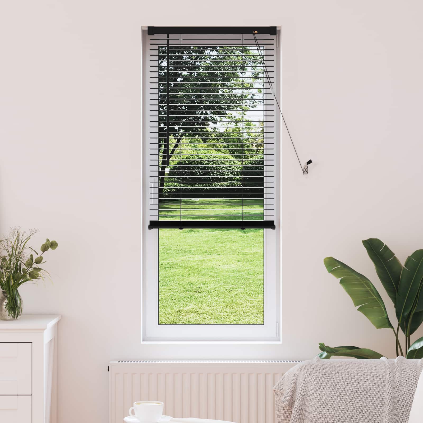 Venezianische Jalousie Schwarz 150 x 60 cm 25 mm PVC