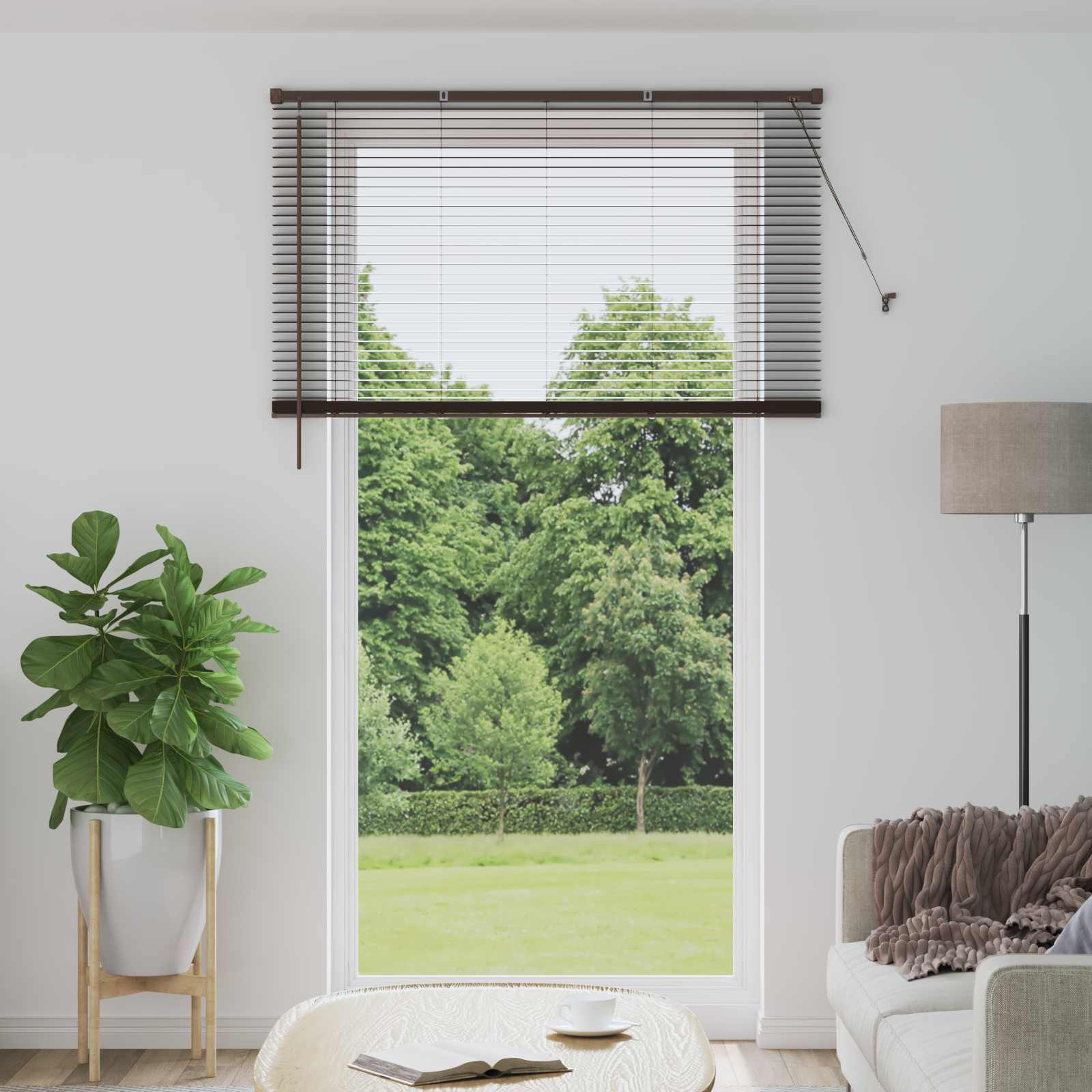 Venezianische Jalousie Dunkelbraun mit Muster 213 x 150 cm PVC
