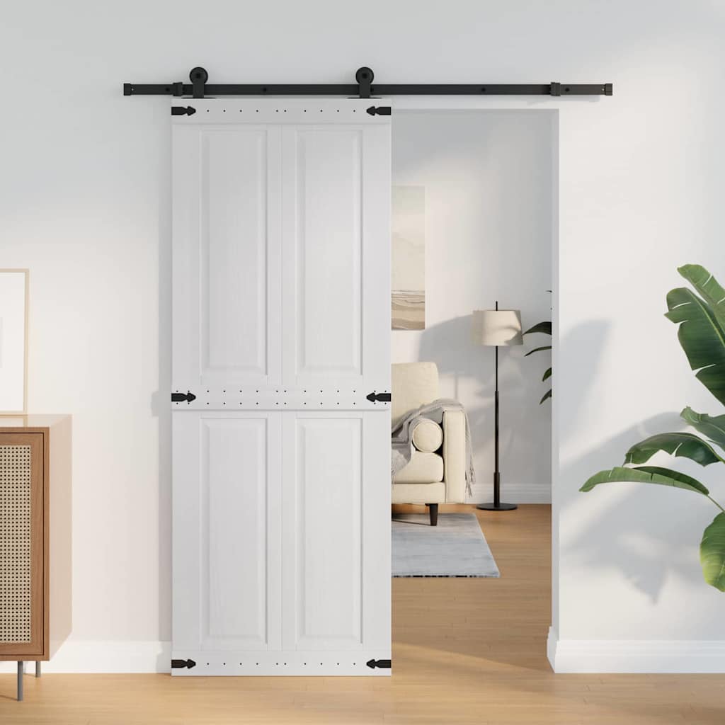 Scheunentür CORONA 80 x 210 cm Massives Kiefernholz Weiß