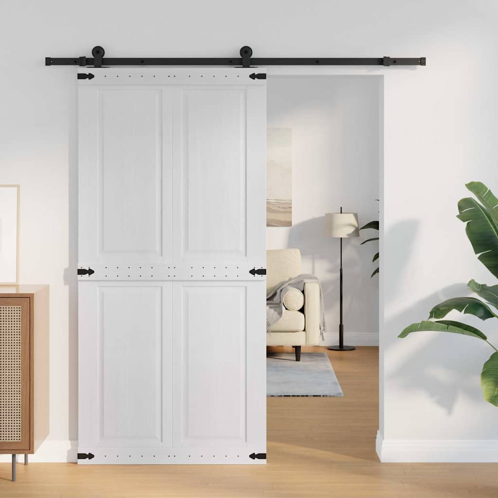 Scheunentür CORONA 100 x 210 cm Massives Kiefernholz Weiß