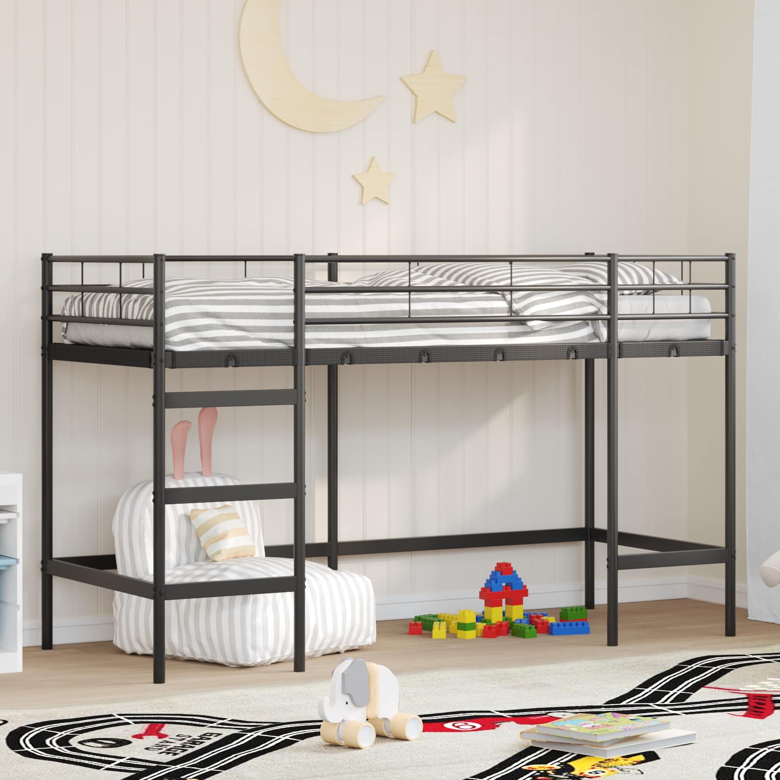Kinderloftbett Schwarz 90 x 190 cm Stahl