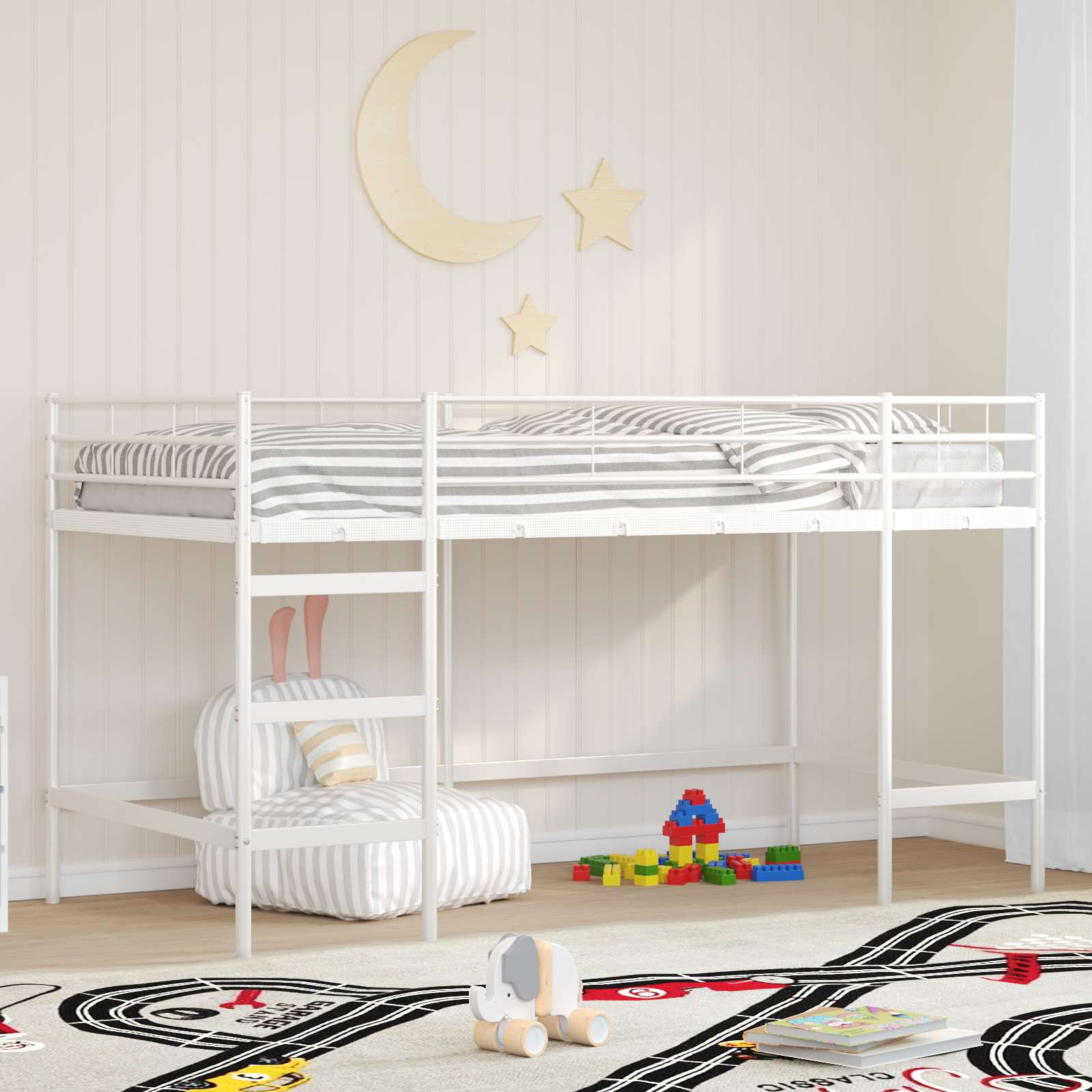 Kinderloftbett Uni Weiß 80 x 200 cm Stahl