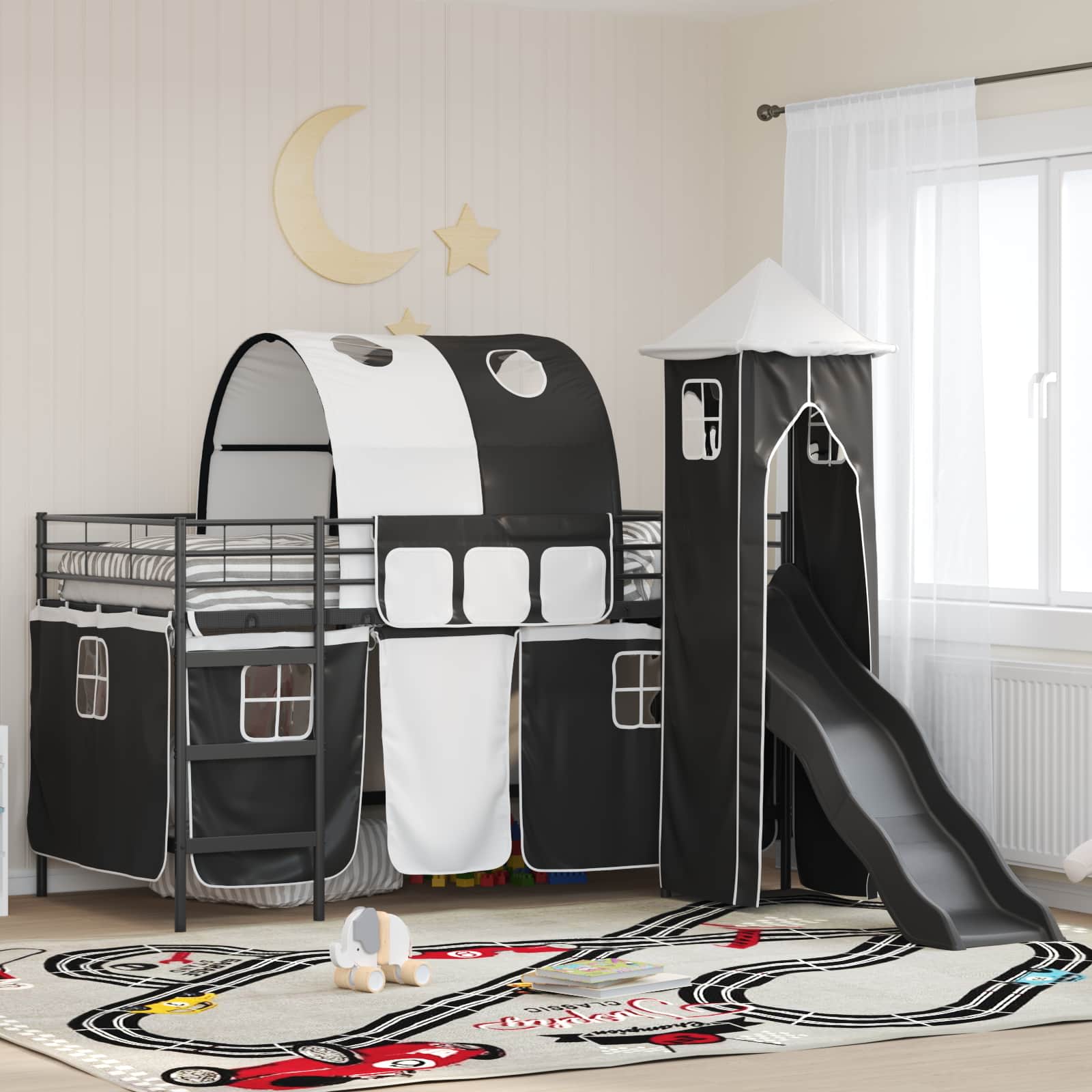 Kinder Etagenbett Gestell Uni Schwarz 100 x 200 cm Metall
