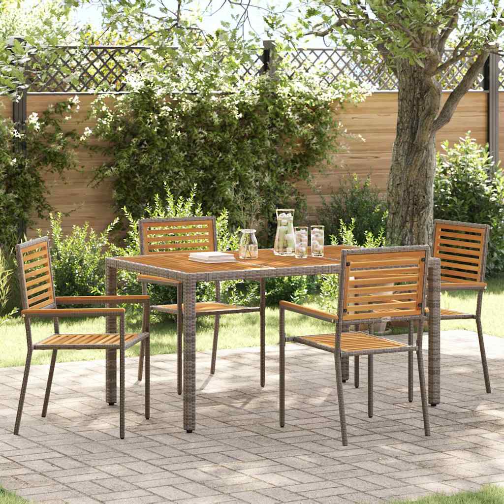 Garten Stapelstühle 4 stk. Grau Massivholz Akazie