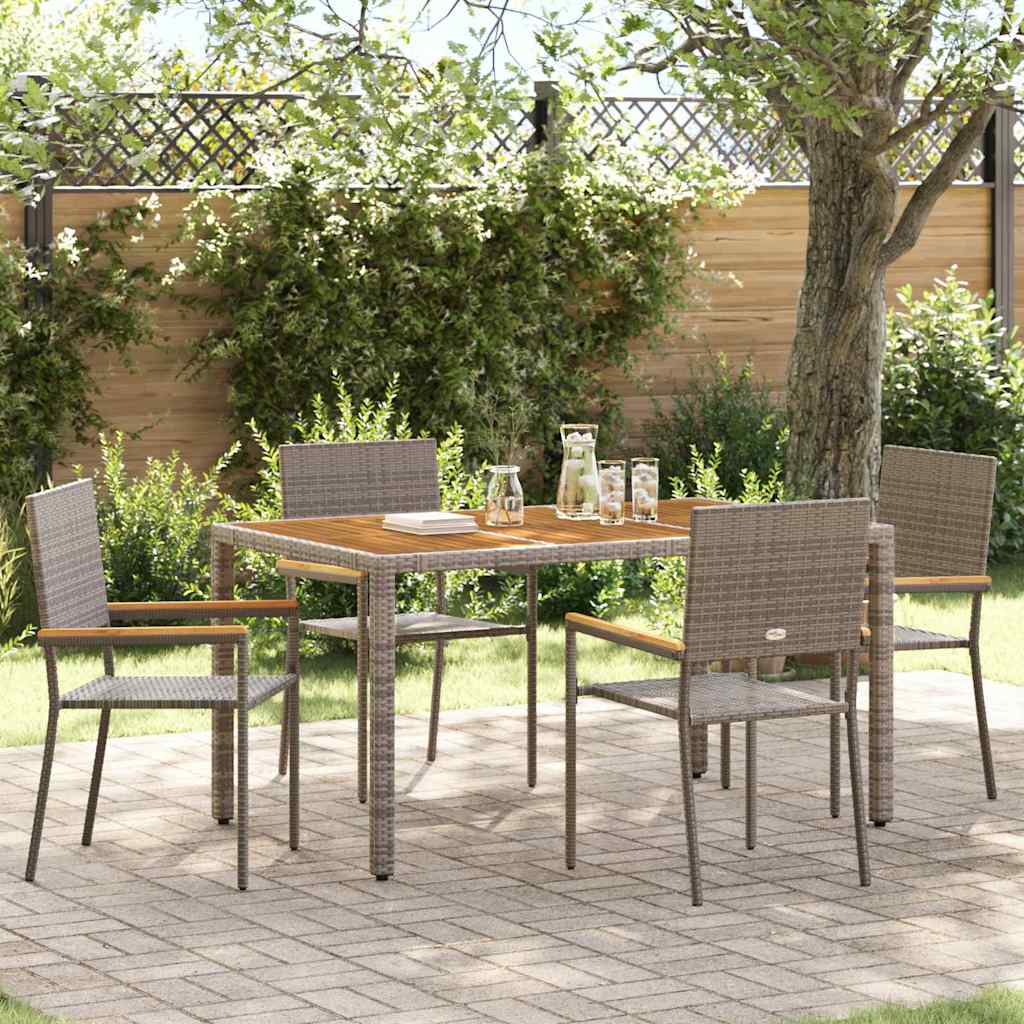 Garten Stapelstühle 4 stk. Grau Poly-Rattan