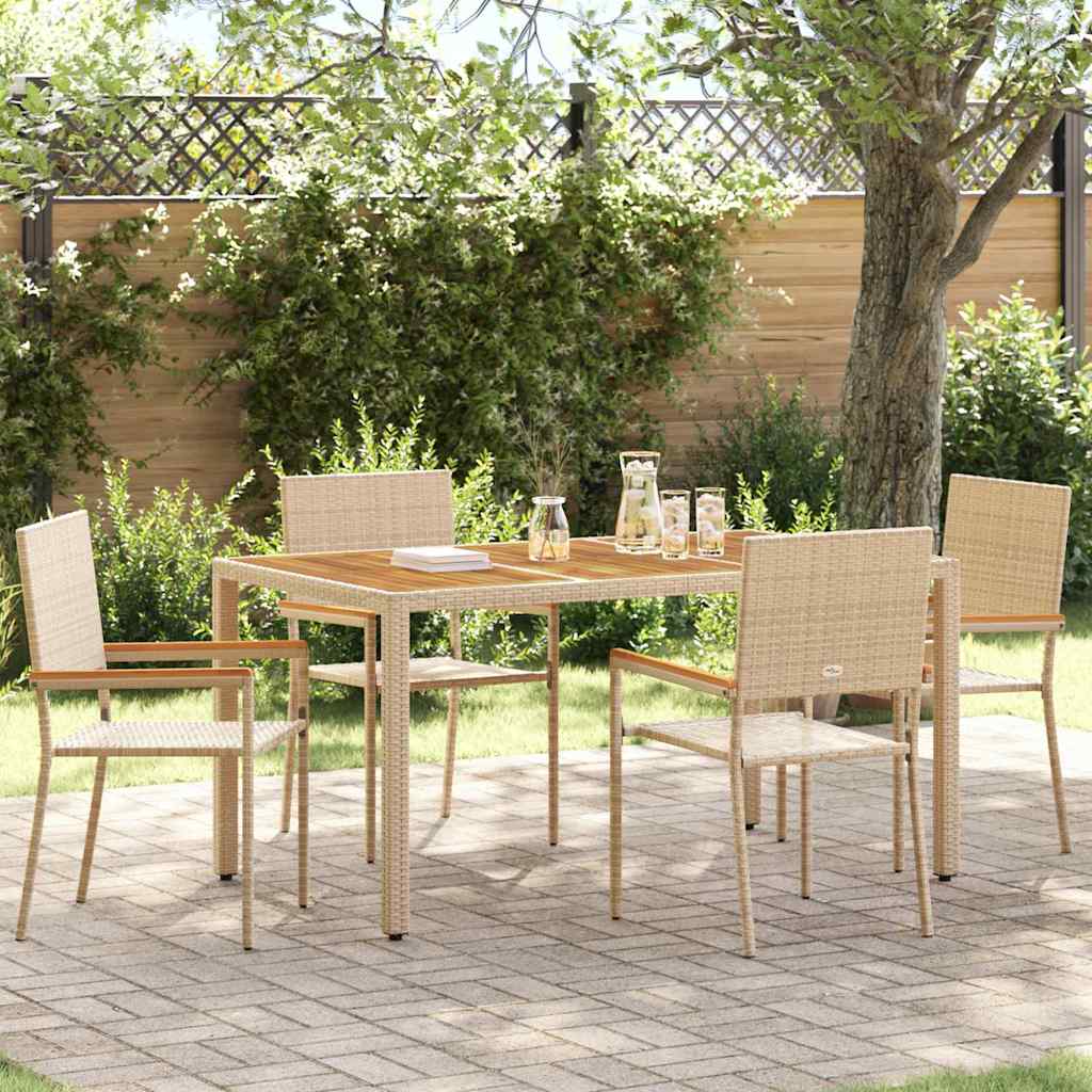 Garten Stapelstühle 4 stk. Beige Poly-Rattan