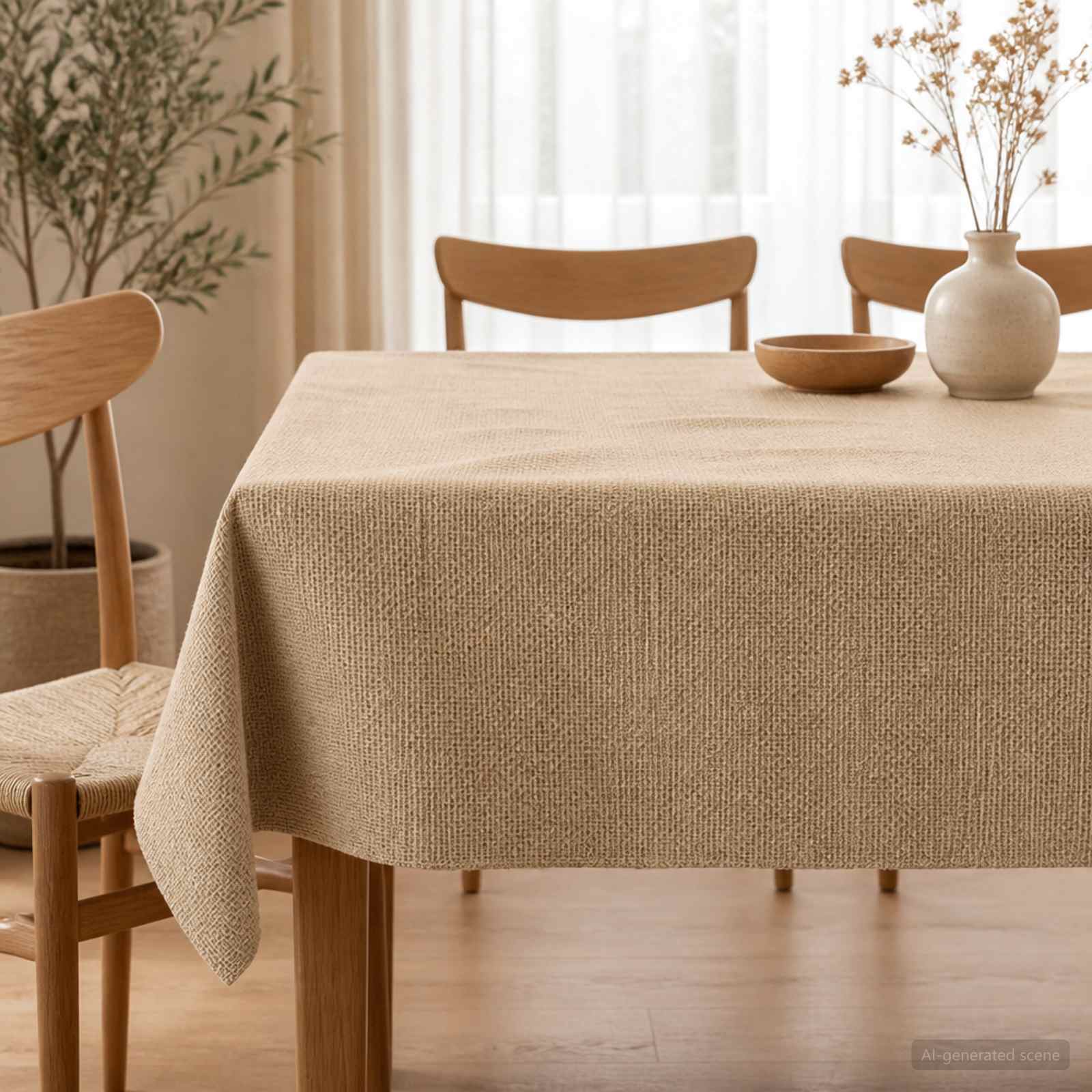 Jute-Tischdecke Natur Ø 180 cm 100% Tossa-Jute