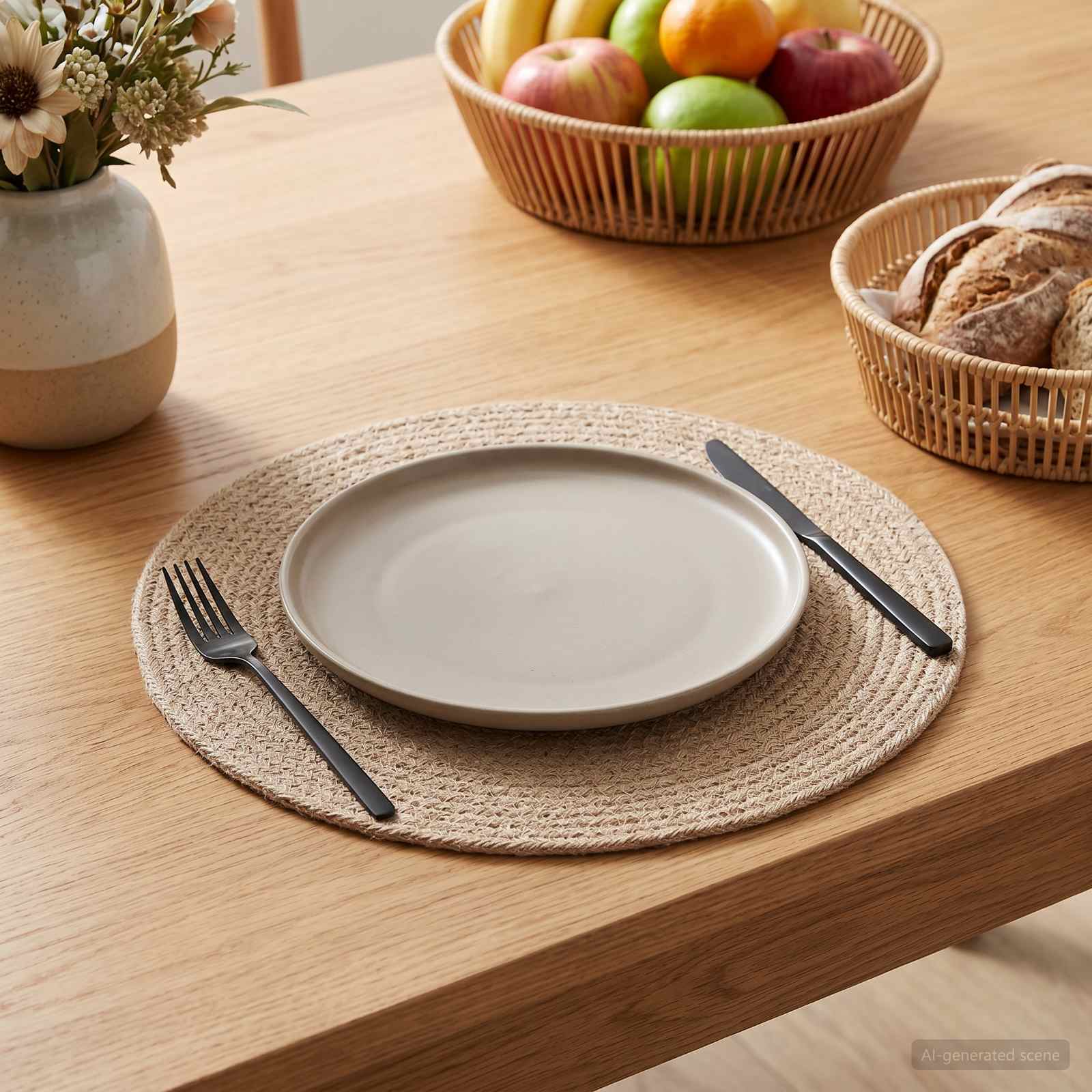 Jute-Untersetzer 6 stk. Natur 100% Tossa-Jute