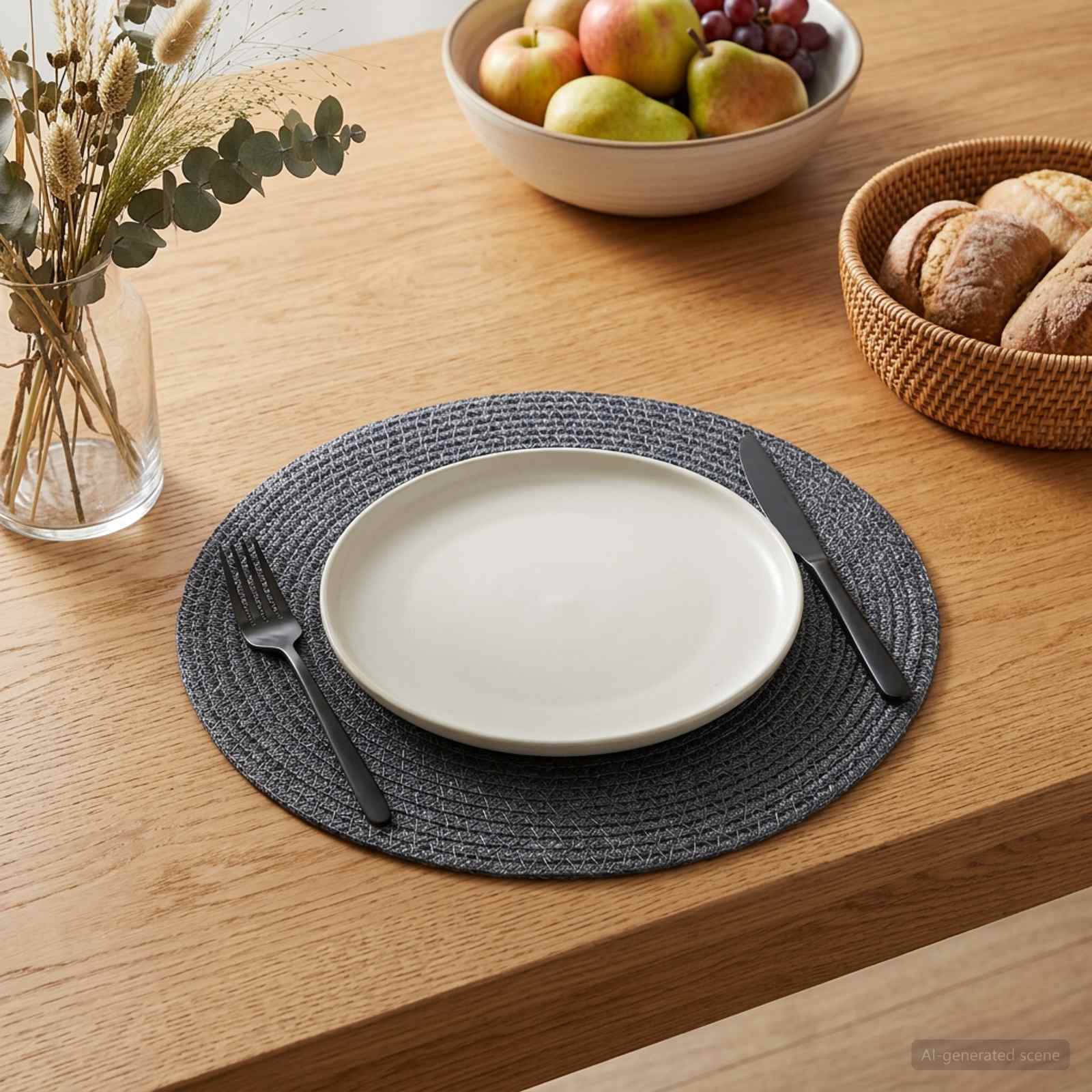 Jute-Untersetzer 6 stk. Dunkelgrau 100% Tossa-Jute