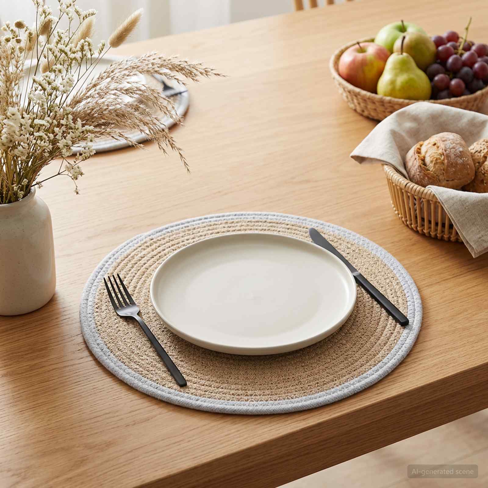 Jute Platzsets 4 stk. Natürlich und Weiß 100% Tossa Jute
