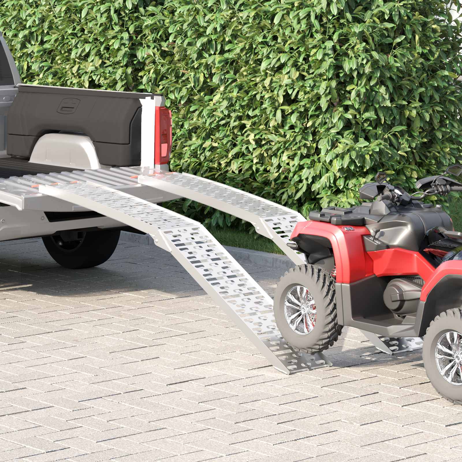 Zusammenklappbare Motorradrampe 340 kg pro Rampe 2 pcs Silber