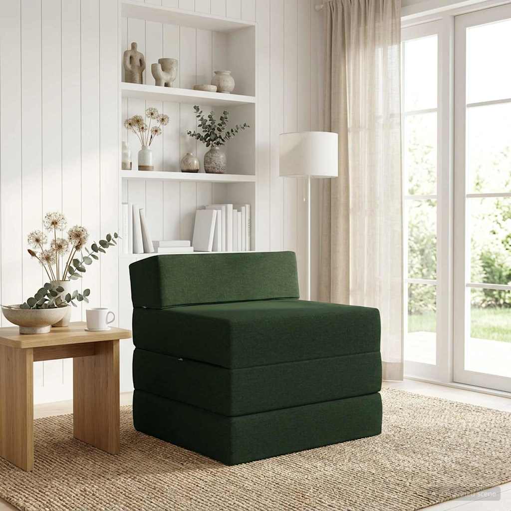 Klappsofa Bett Dunkelgrün 200 x 70 x 15 cm Stoff