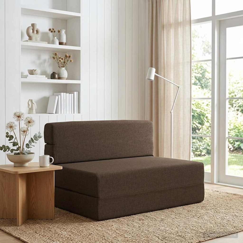 Klappsofa Bett Taupe 70 x 80 x 60 cm Stoff