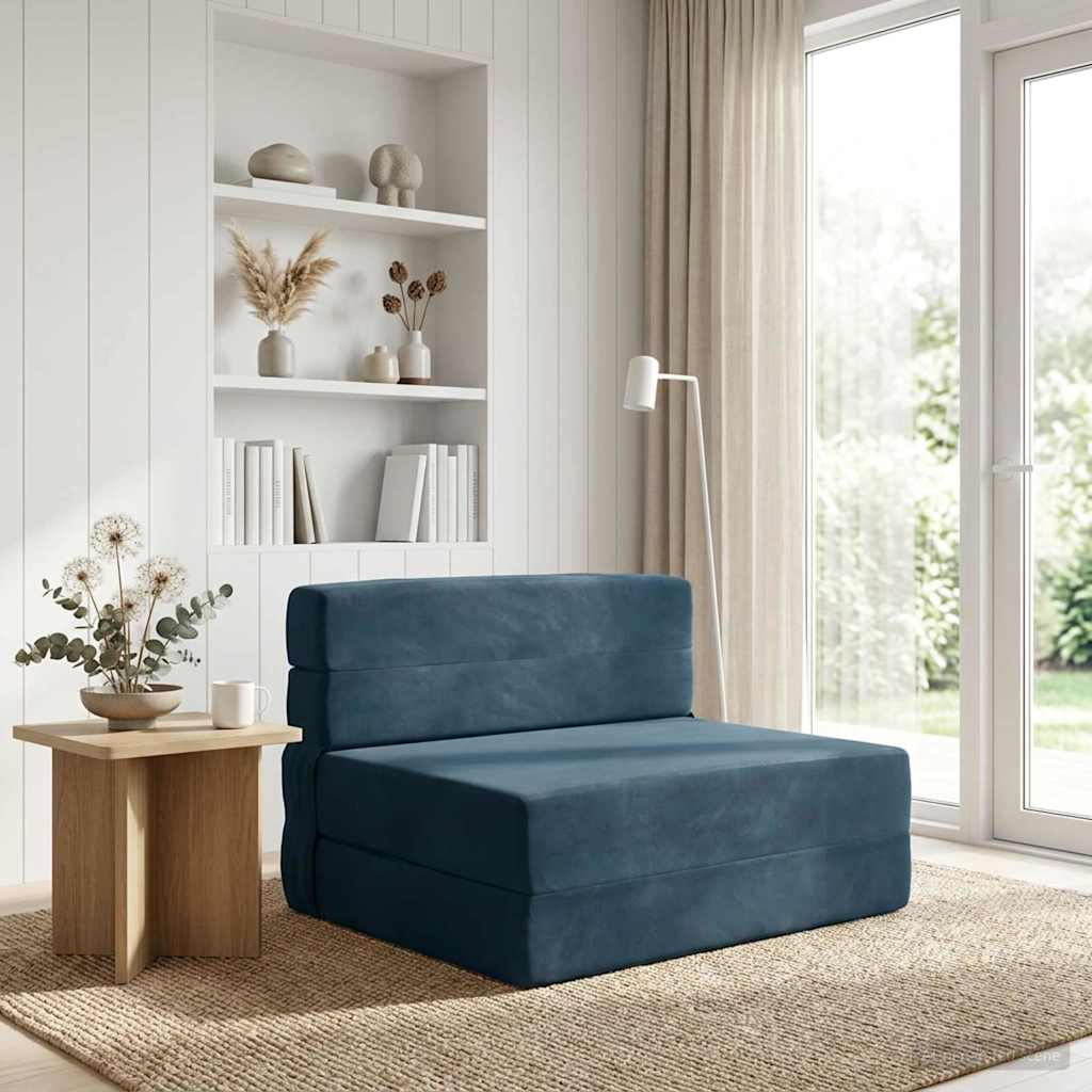 Klappsofa Bett Blau 70 x 80 x 60 cm Stoff