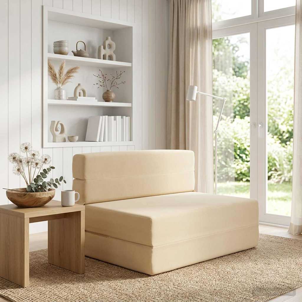 Klappsofa Bett Creme 100 x 80 x 60 cm Stoff