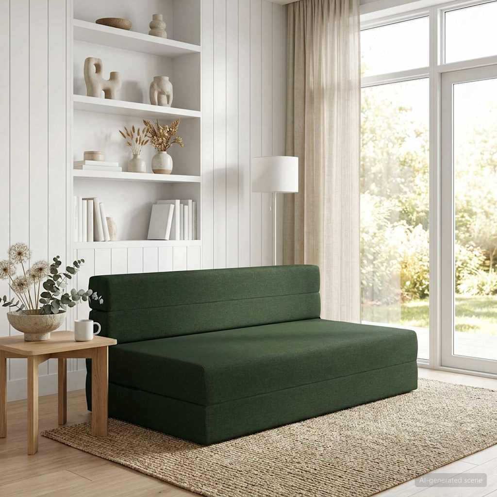 Klappsofa Bett Dunkelgrün 152 x 86,5 x 60 cm Stoff