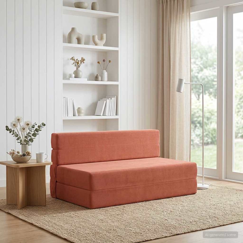 Klappsofa Bett Rot-Orange 152 x 86,5 x 60 cm Stoff