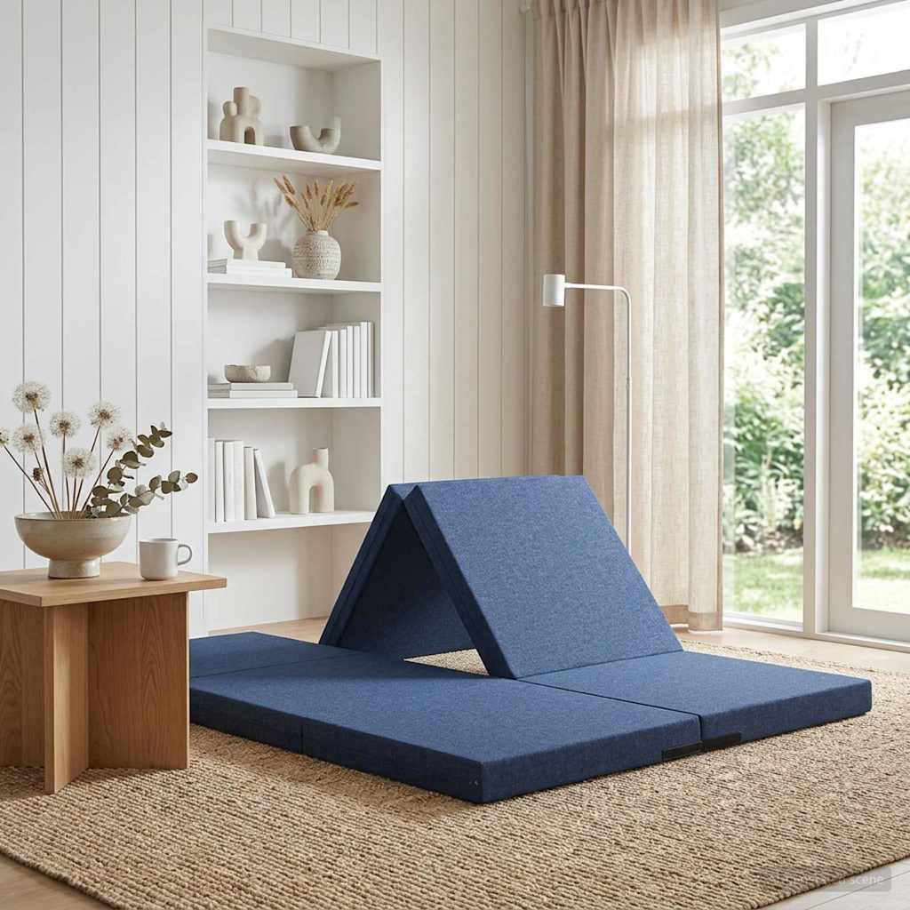 Klappsofa Bett 140 x 67 x 15 cm Blau
