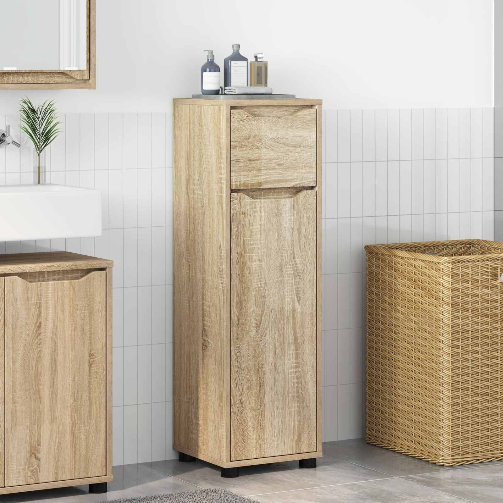 Badezimmerschrank Sonoma-Eiche 30,5 x 30 x 101 cm Holzwerkstoff