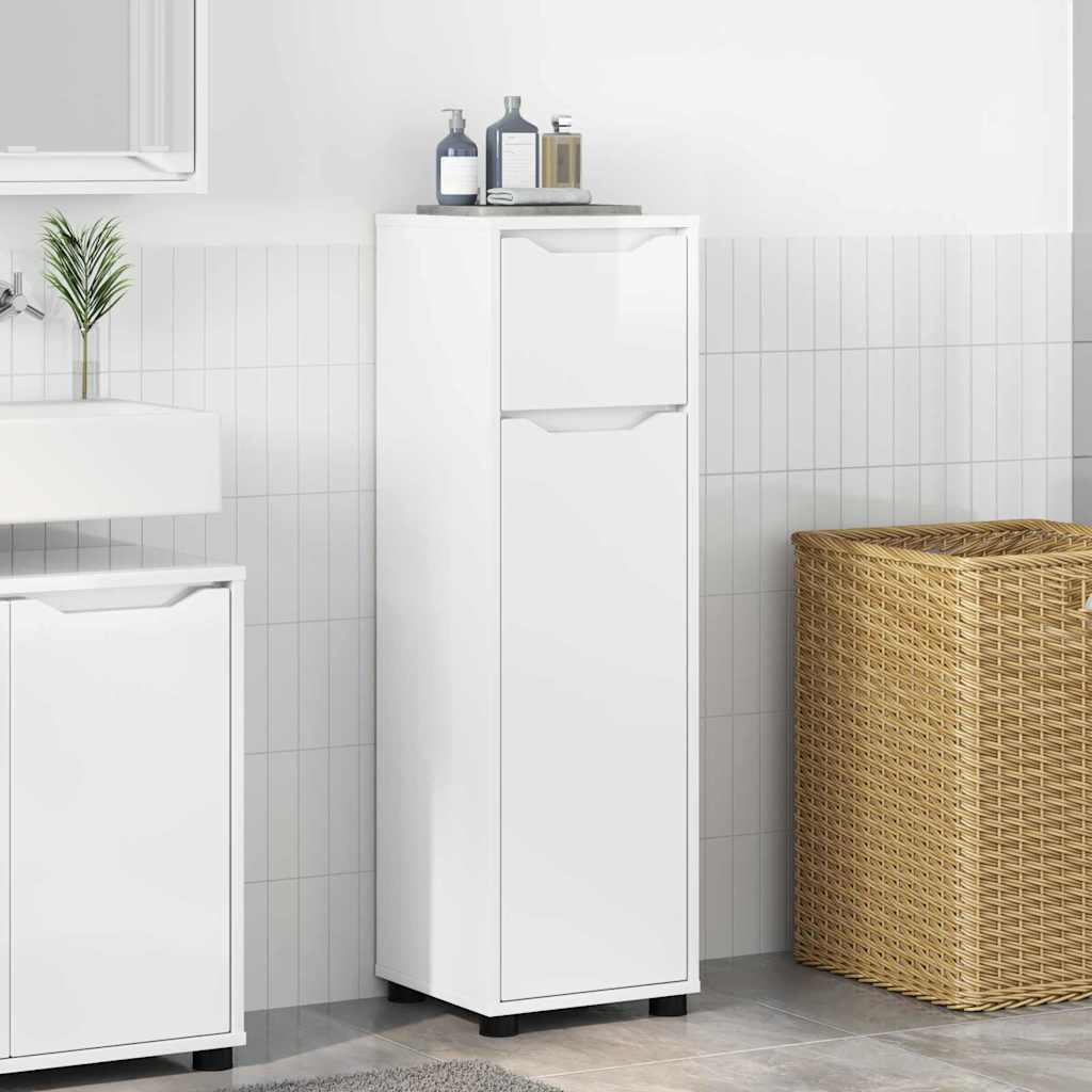 Badezimmerschrank Hochglanz Weiß 30,5 x 30 x 101 cm