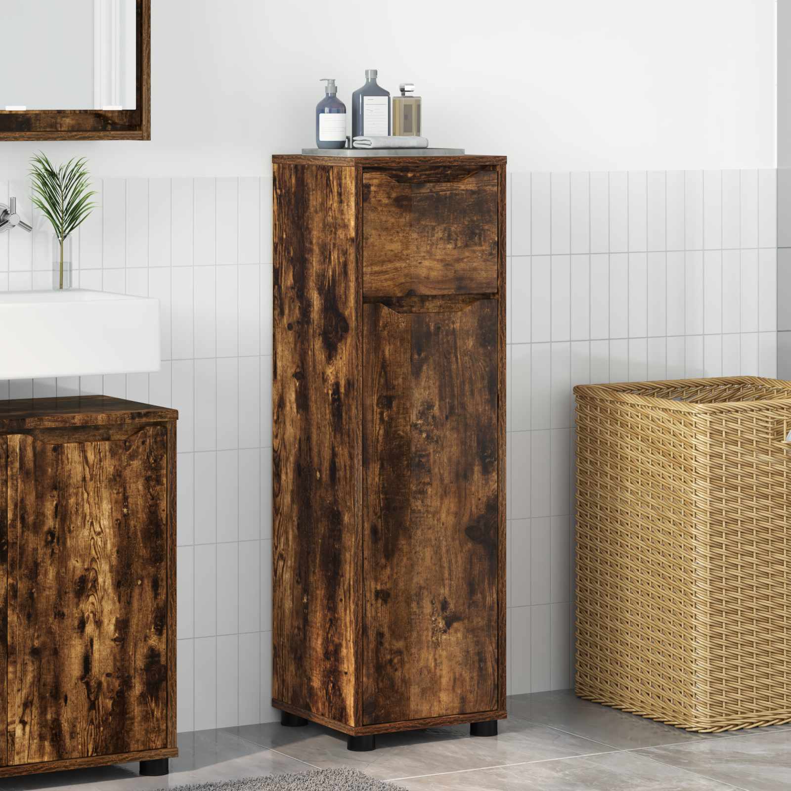 Badezimmerschrank Geräucherte Eiche 30,5 x 30 x 101 cm
