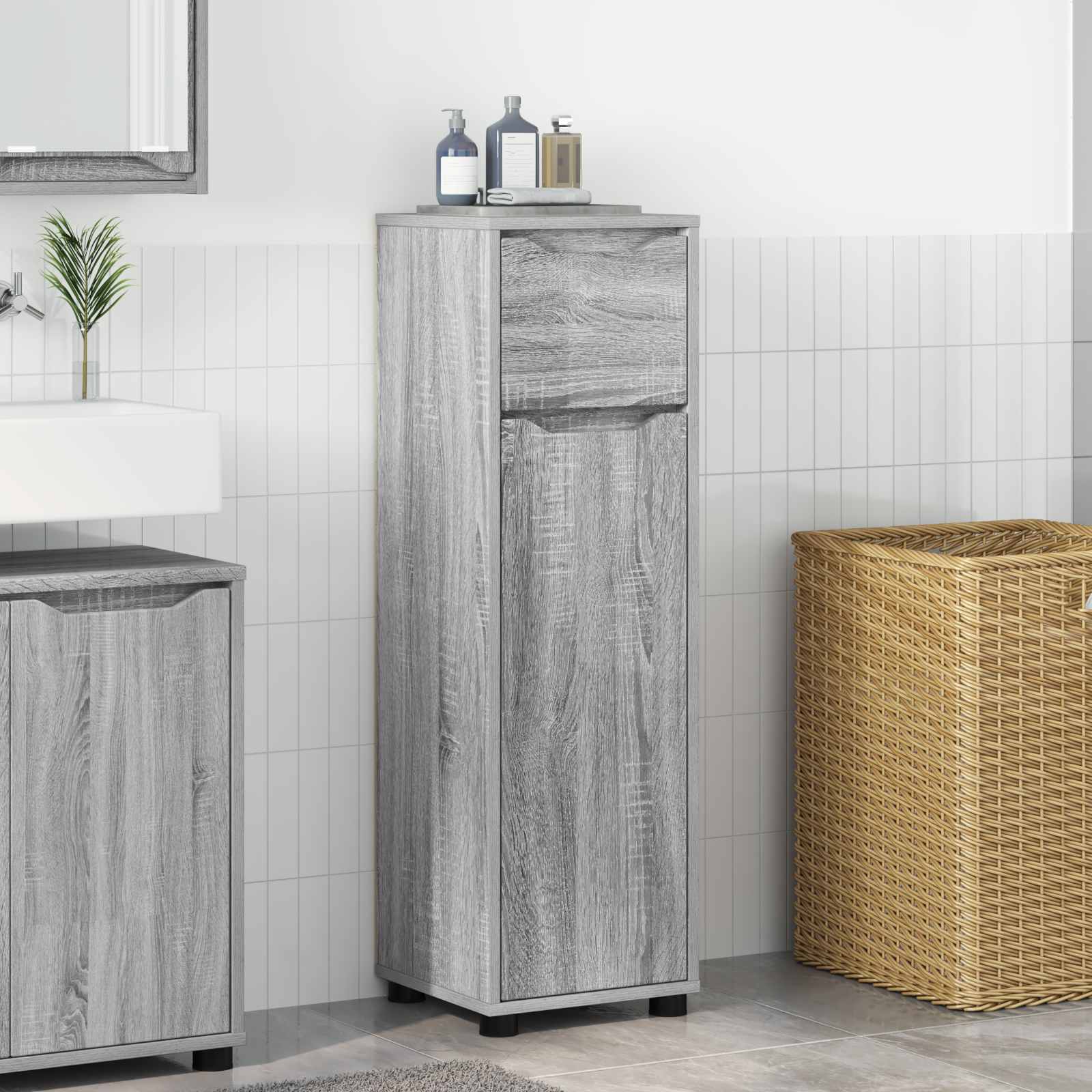 Badezimmerschrank Graues Sonoma 30,5 x 30 x 101 cm
