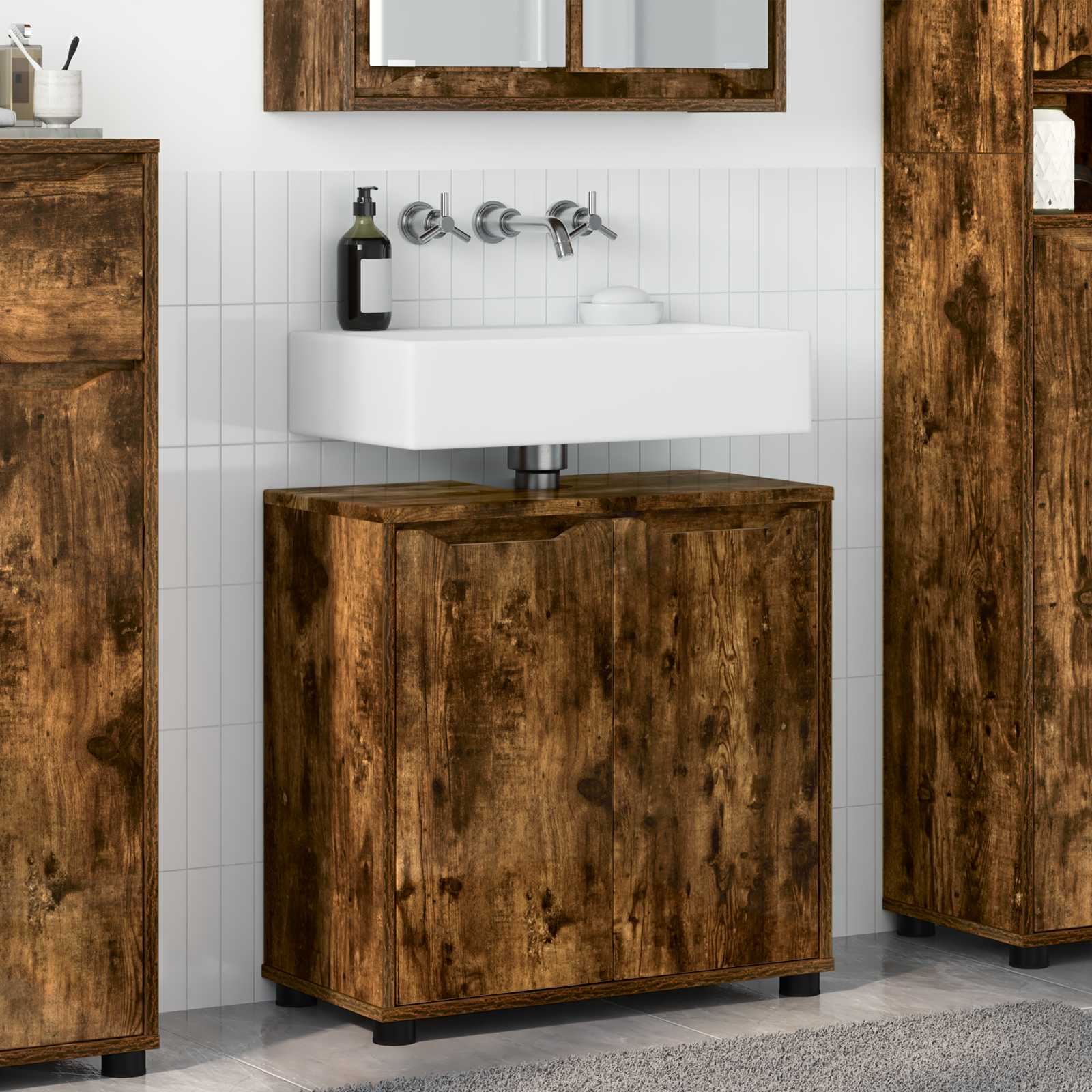 Badezimmerwaschbecken-Schrank Räuchereiche 60 x 30 x 60 cm