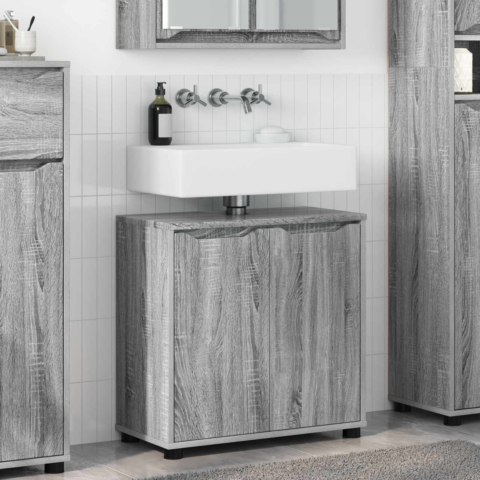 Badezimmerwaschbecken-Schrank Sonoma-Grau 60 x 30 x 60 cm