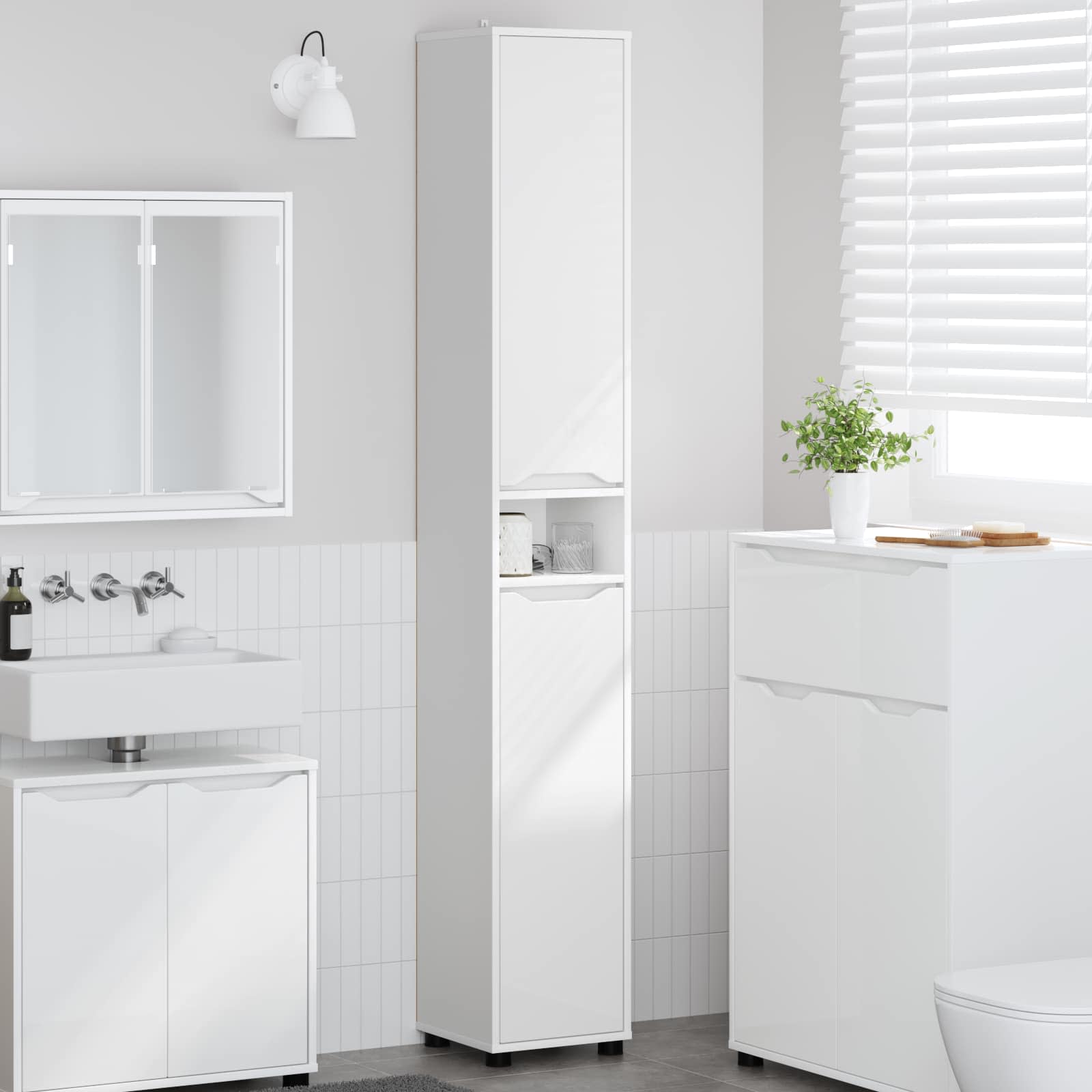 Badezimmerschrank Weiß 30,5 x 30 x 195 cm Holzwerkstoff