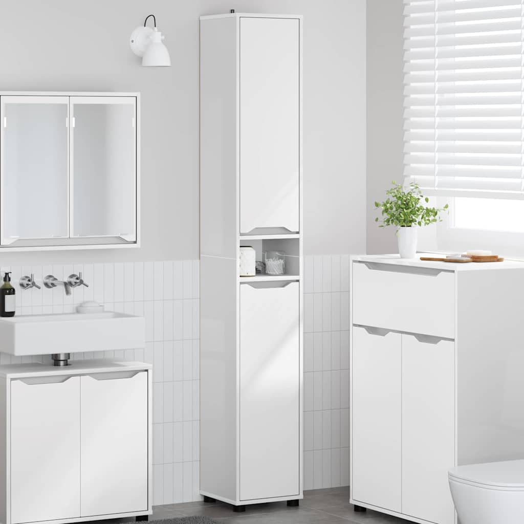 Badezimmerschrank Hochglanz Weiß 30,5 x 30 x 195 cm