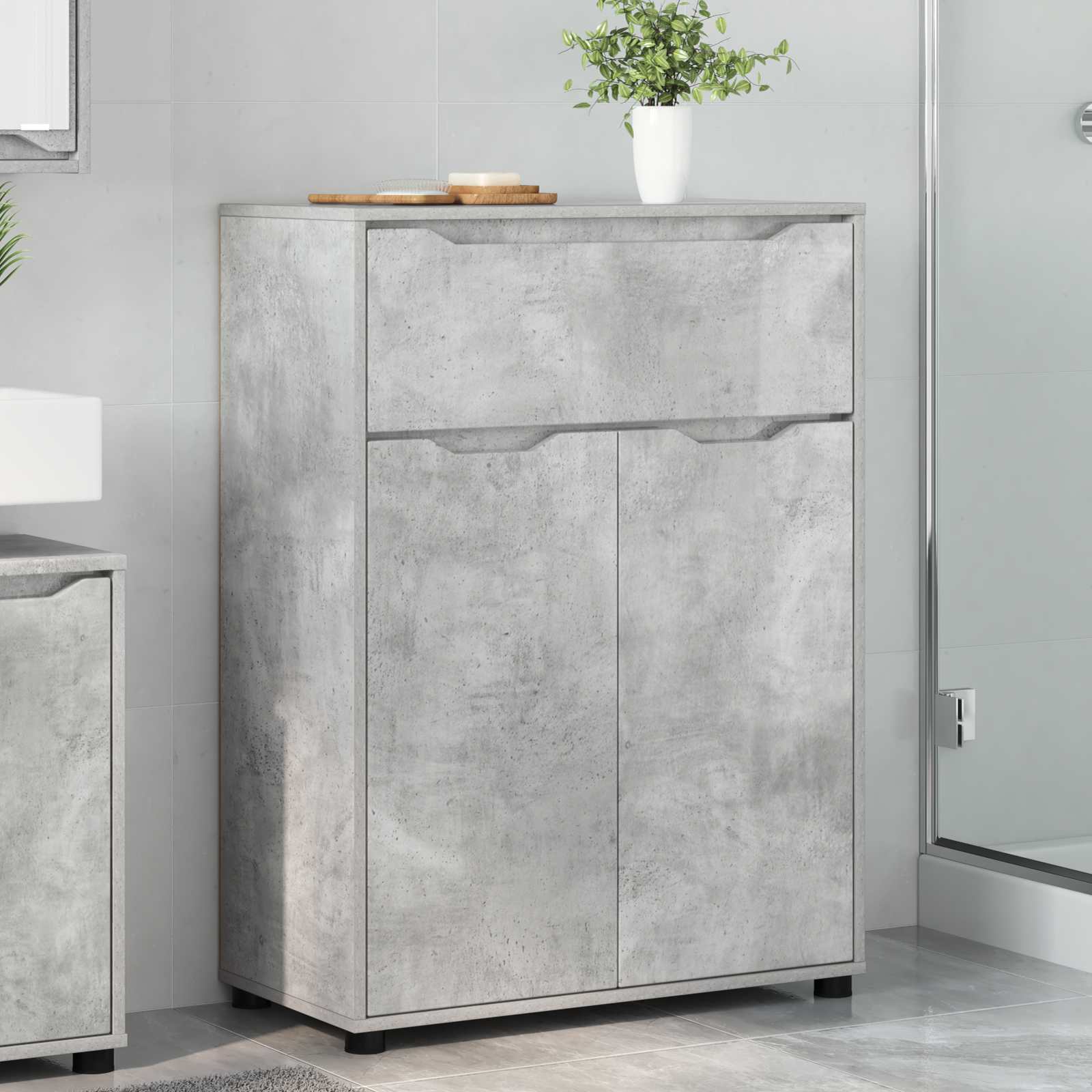 Badezimmerschrank Beton Grau 72,5 x 36,5 x 100 cm Holzwerkstoff