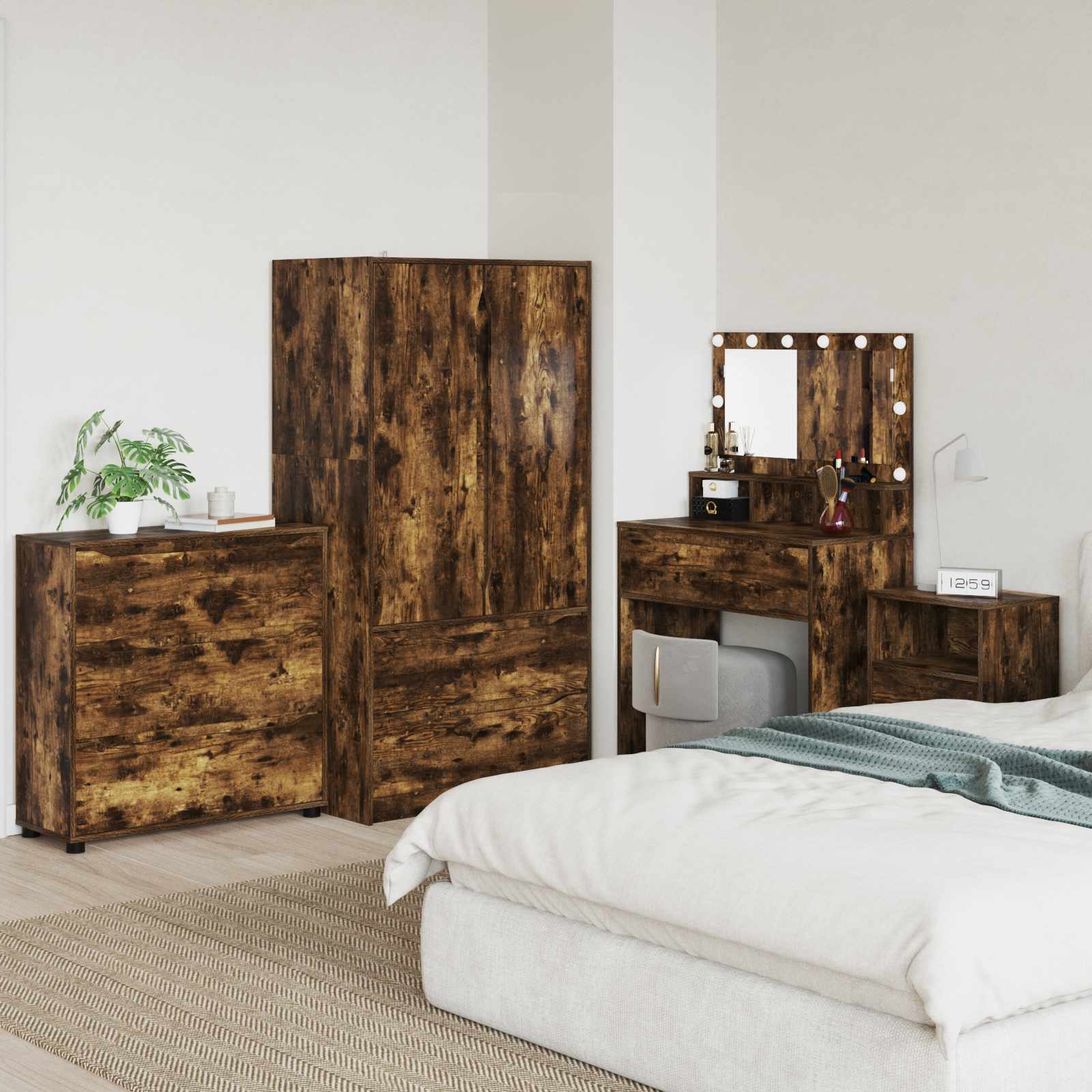 Aufbewahrungsschrank 80 x 31 x 81 cm Holzwerkstoff Räuchereiche