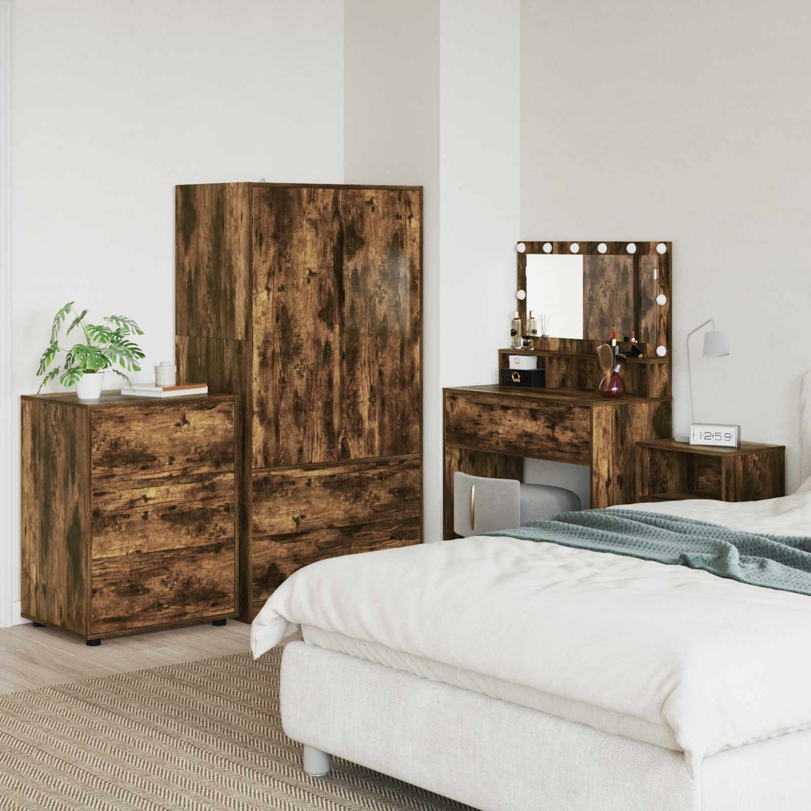 Aufbewahrungsschrank 60 x 48 x 81 cm Holzwerkstoff Räuchereiche
