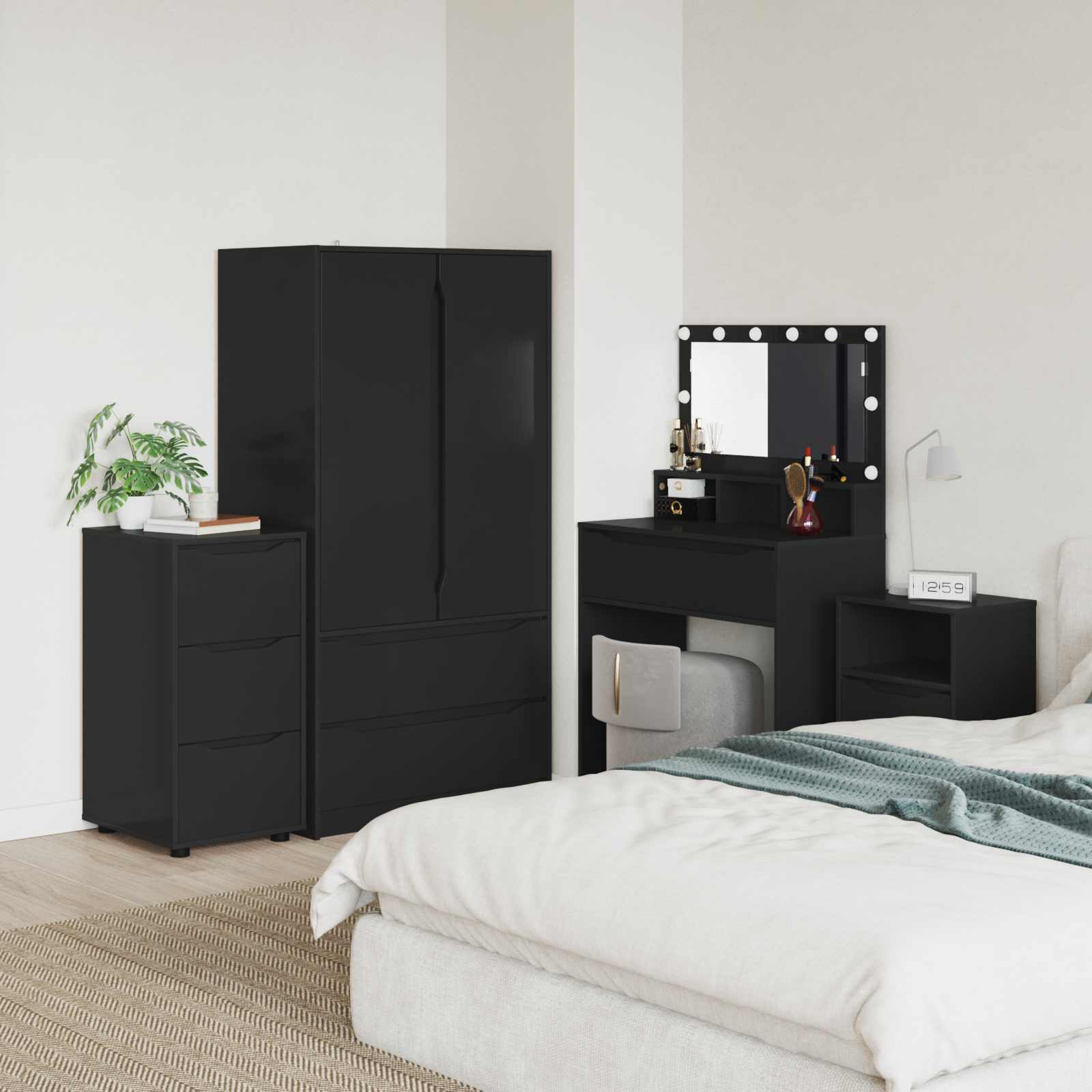 Aufbewahrungsschrank 40 x 48 x 81 cm Holzwerkstoff Schwarz