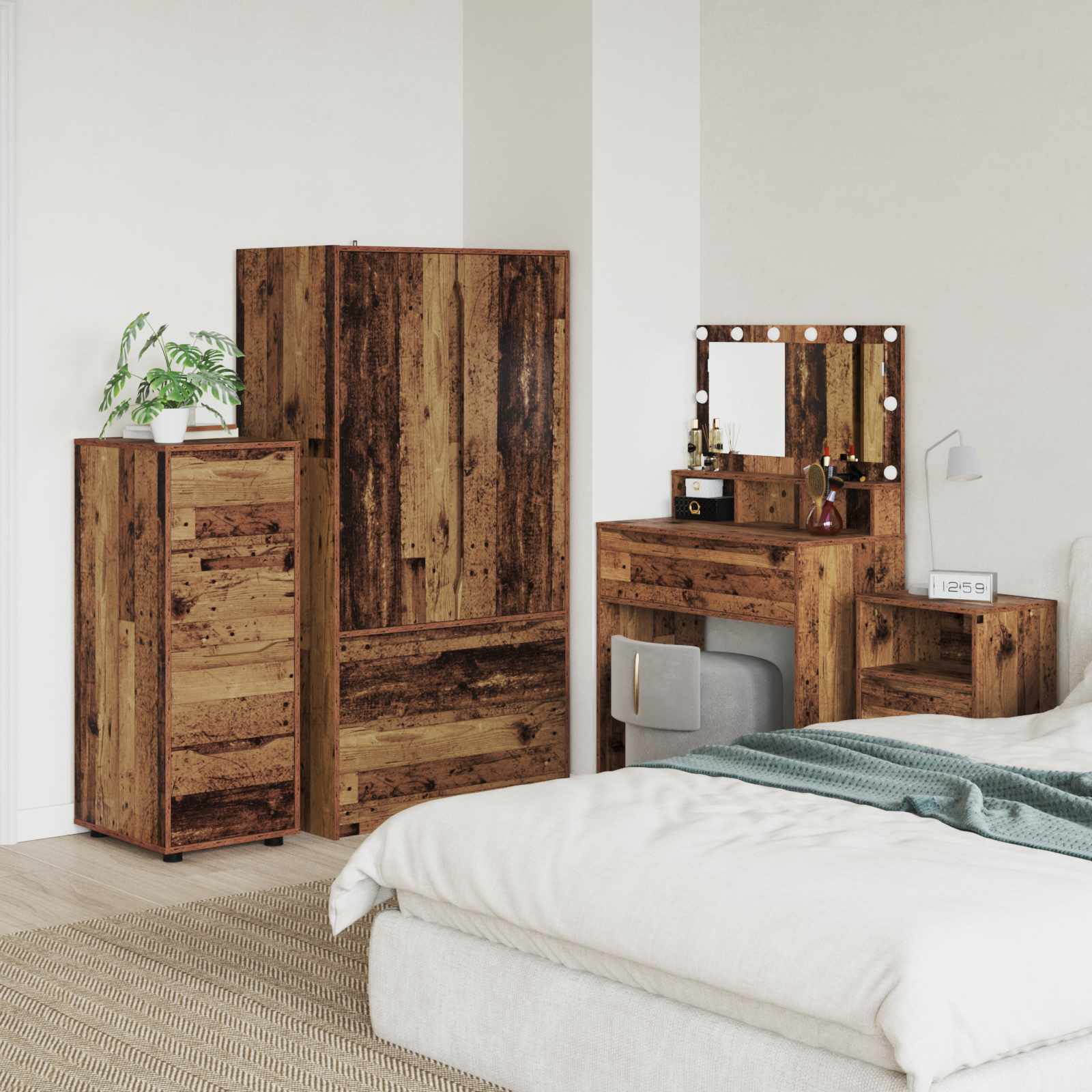 Aufbewahrungsschrank 40 x 48 x 105 cm Holzwerkstoff Altholz