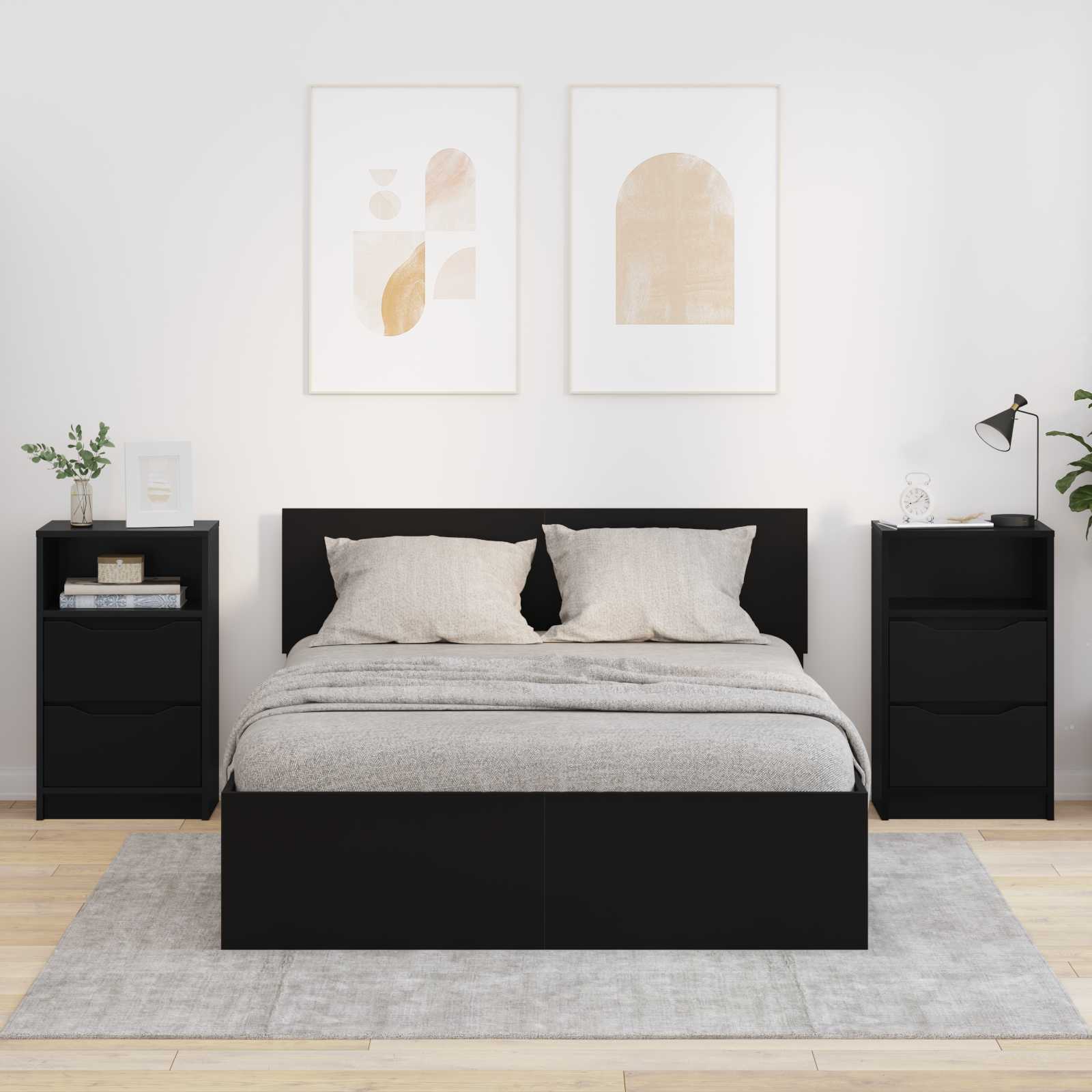 Nachttische 2 Stk. Schwarz 40 x 30 x 467 cm Holzwerkstoff