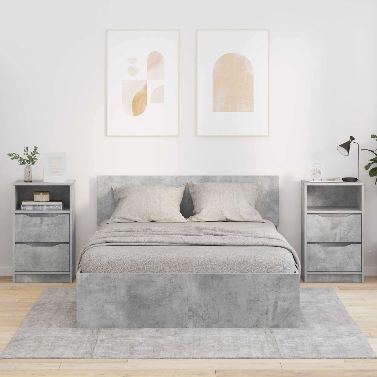 Nachttische 2 Stk. Betongrau 40 x 30 x 467 cm Holzwerkstoff