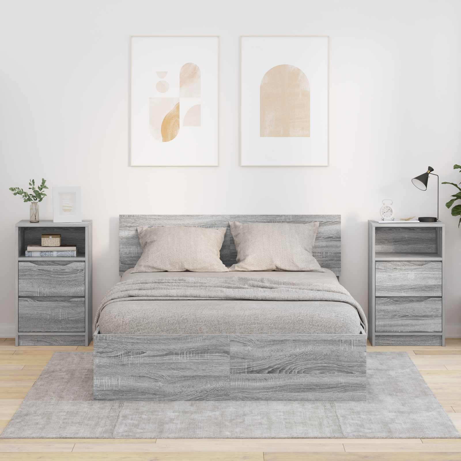 Nachttische 2 Stk. Sonoma-Grau 40 x 30 x 467 cm Holzwerkstoff