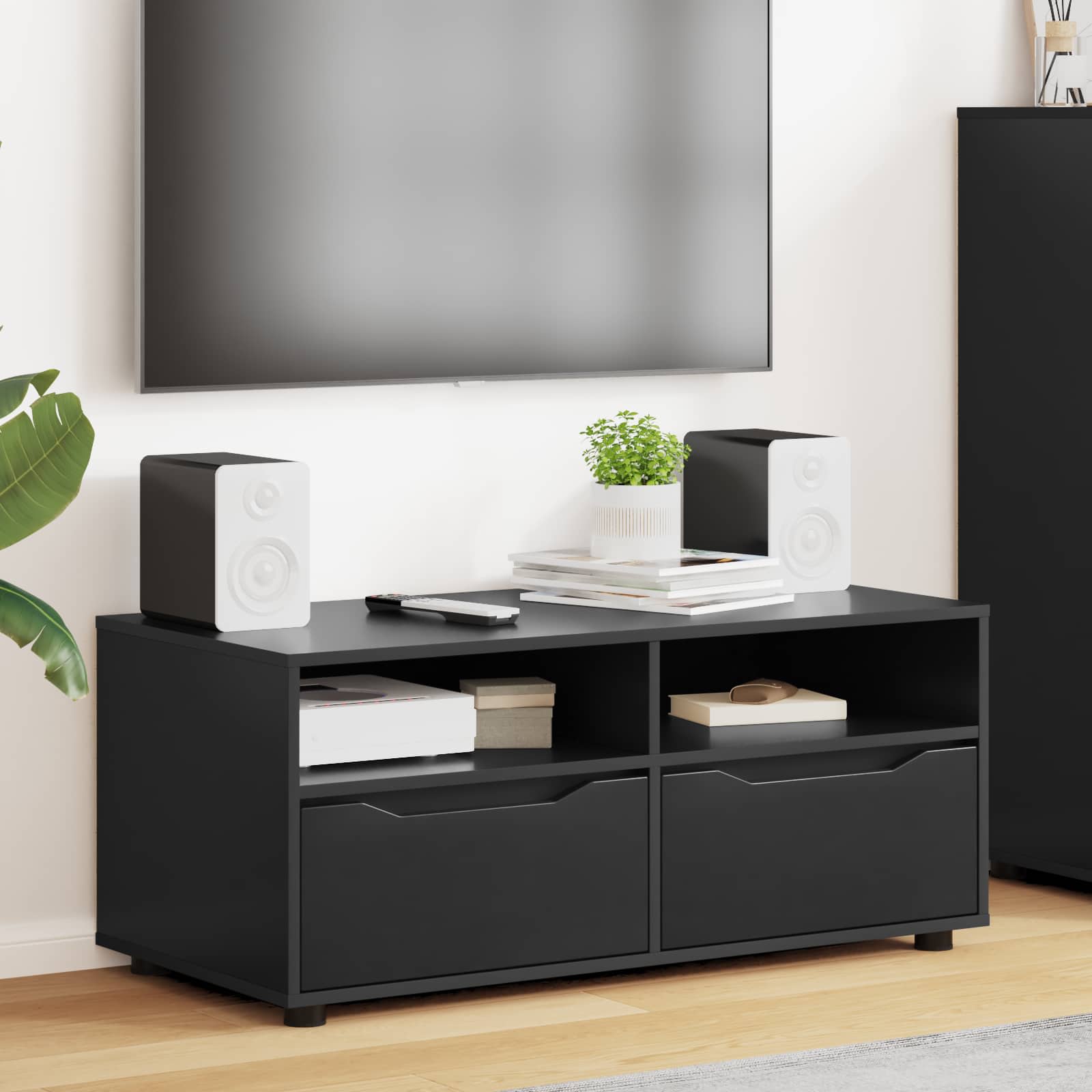 TV-Schränk 100 x 48 x 43 cm Schwarz Holzwerkstoff