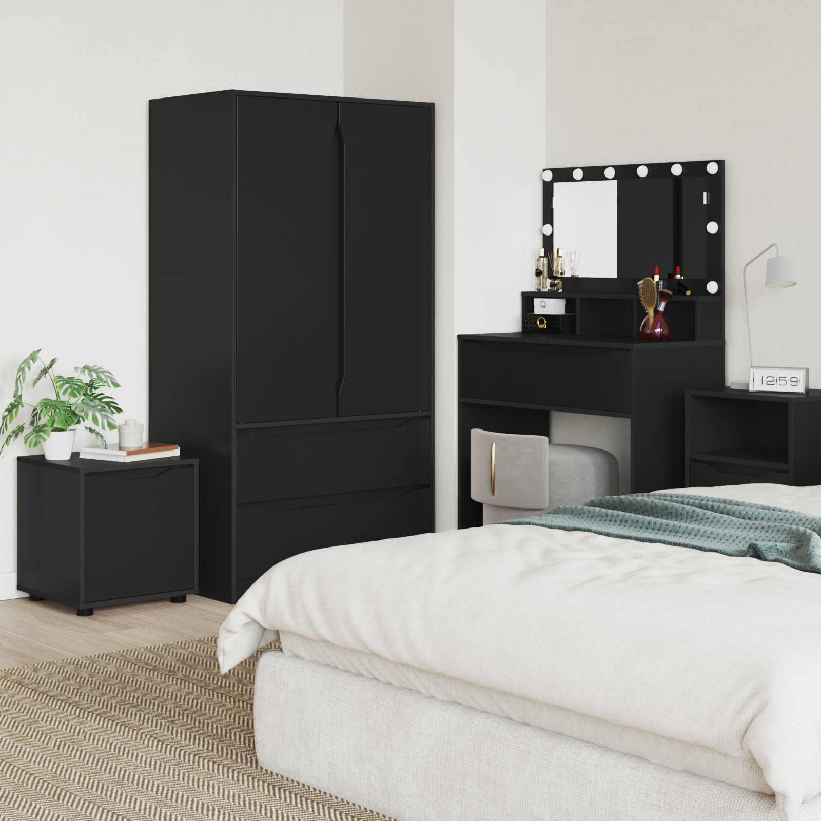 Badezimmerschrank 40,5 x 40 x 44 cm Holzwerkstoff Schwarz