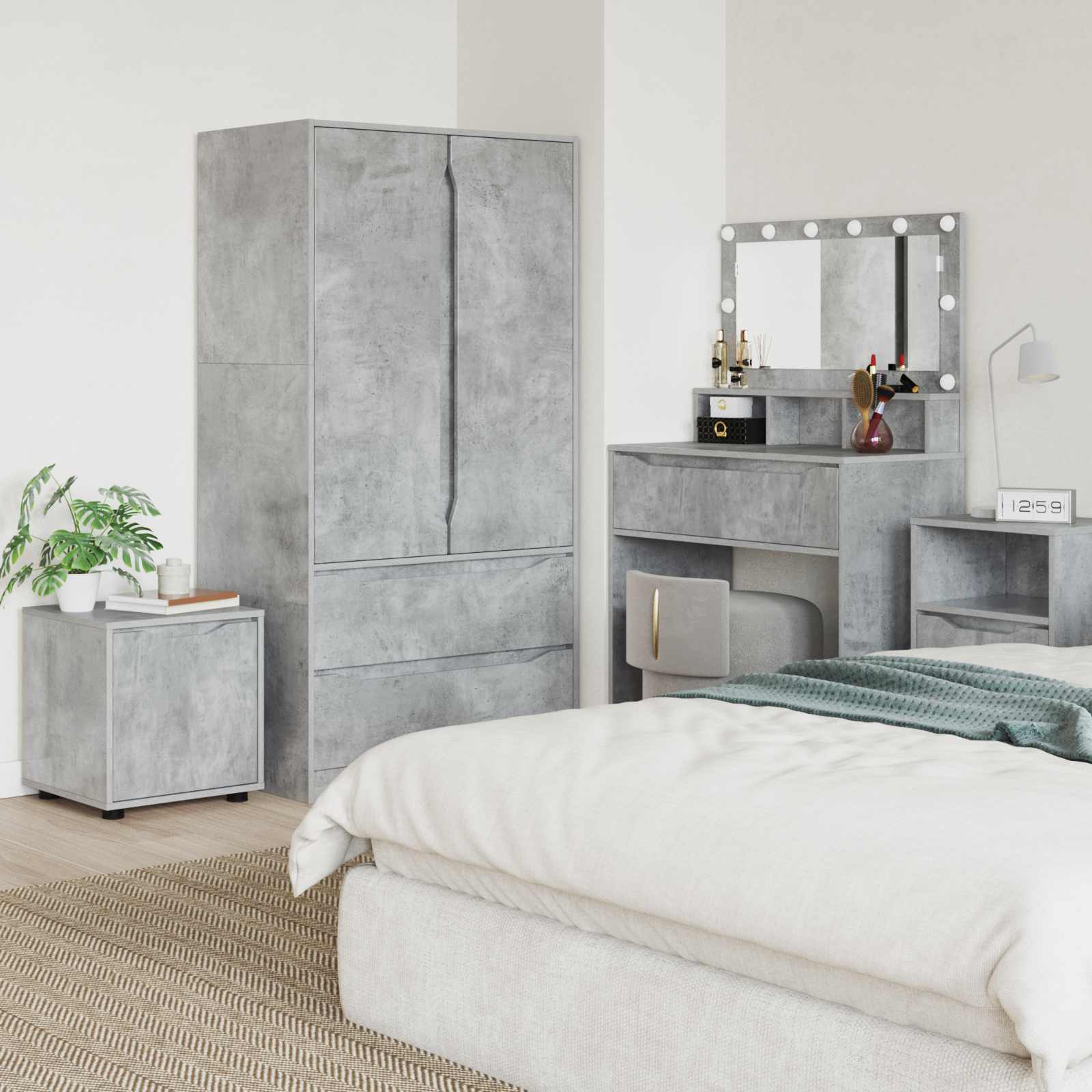 Badezimmerschrank 40,5 x 40 x 44 cm Holzwerkstoff Beton Grau