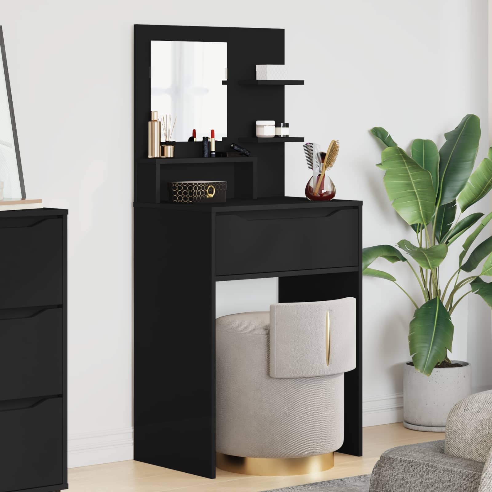 Schlafzimmer-Frisiertische Schwarz 80 x 39,6 x 135 cm